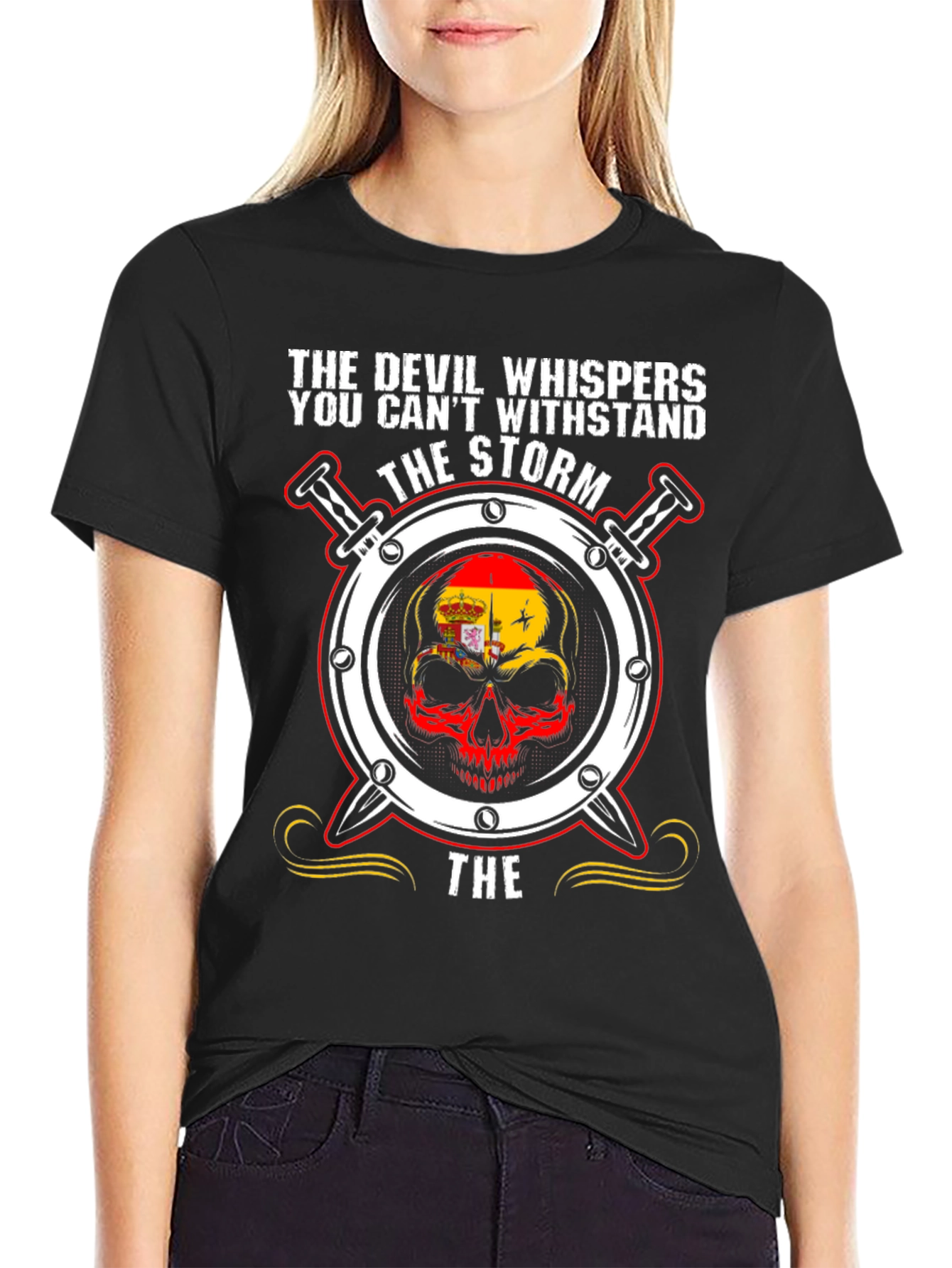 Devil Whispers Storm Skull T-Shirt