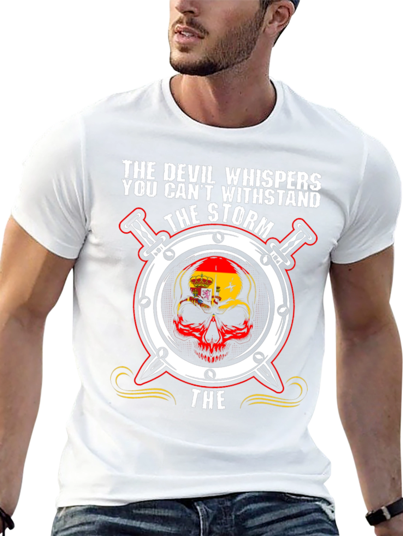 Devil Whispers Storm Skull T-Shirt