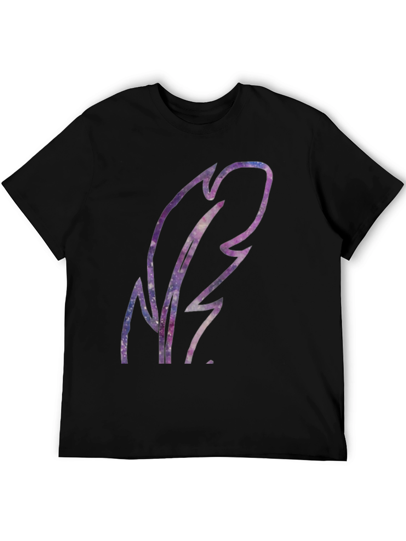 Galaxy Feather Graphic Black T-Shirt