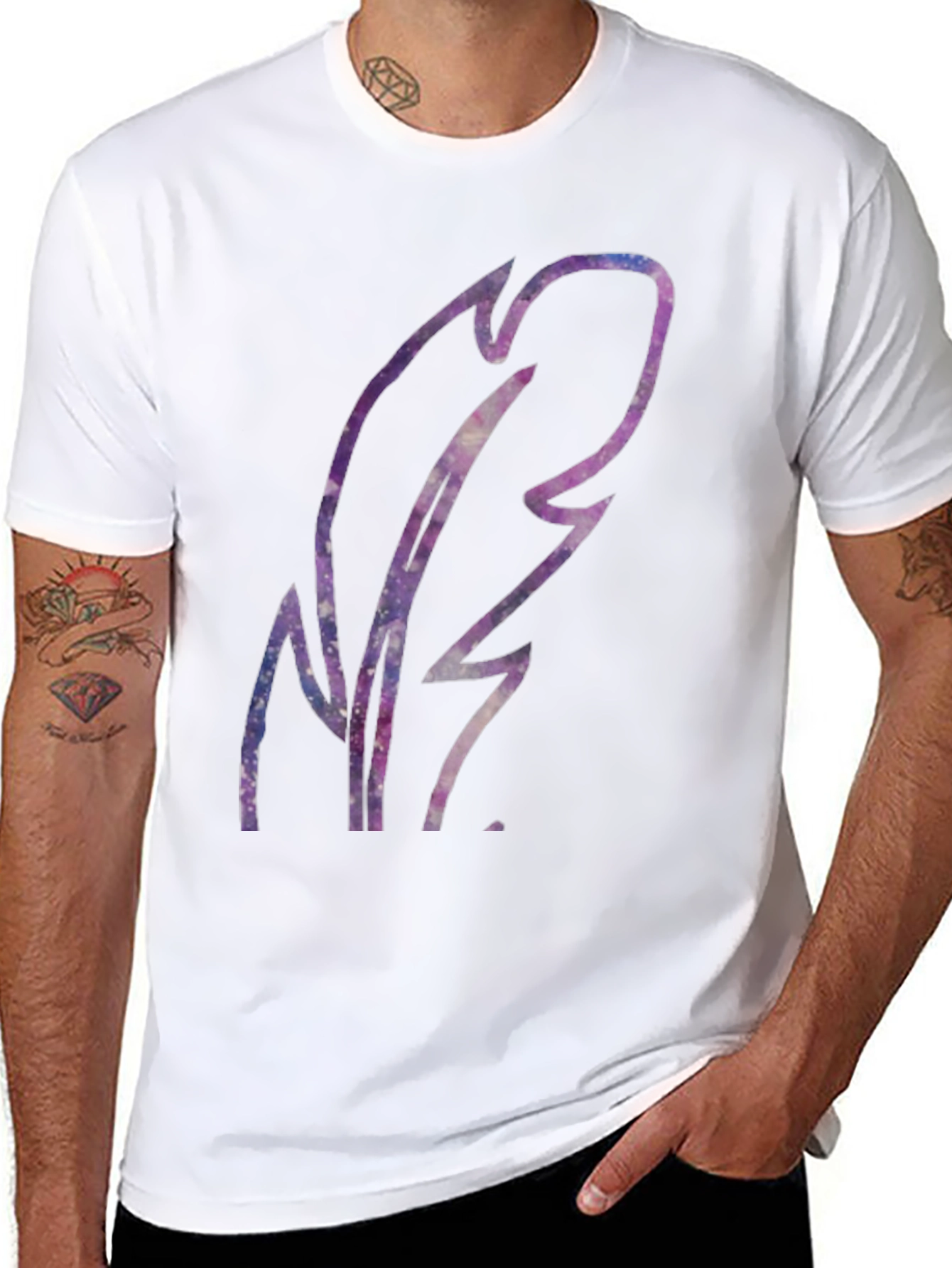 Galaxy Feather Graphic Black T-Shirt