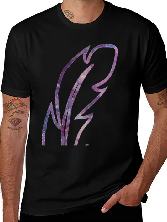 Galaxy Feather Graphic Black T-Shirt
