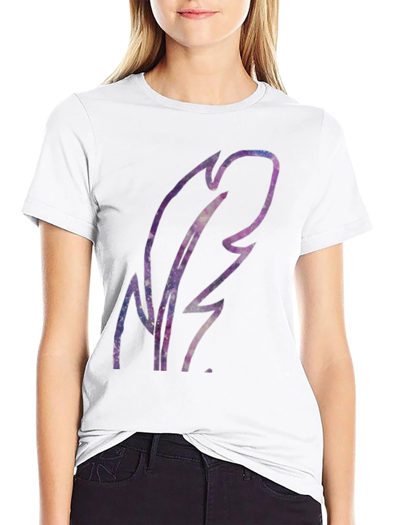 Galaxy Feather Graphic Black T-Shirt