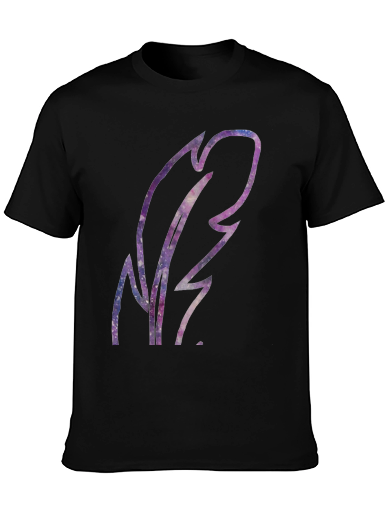 Galaxy Feather Graphic Black T-Shirt