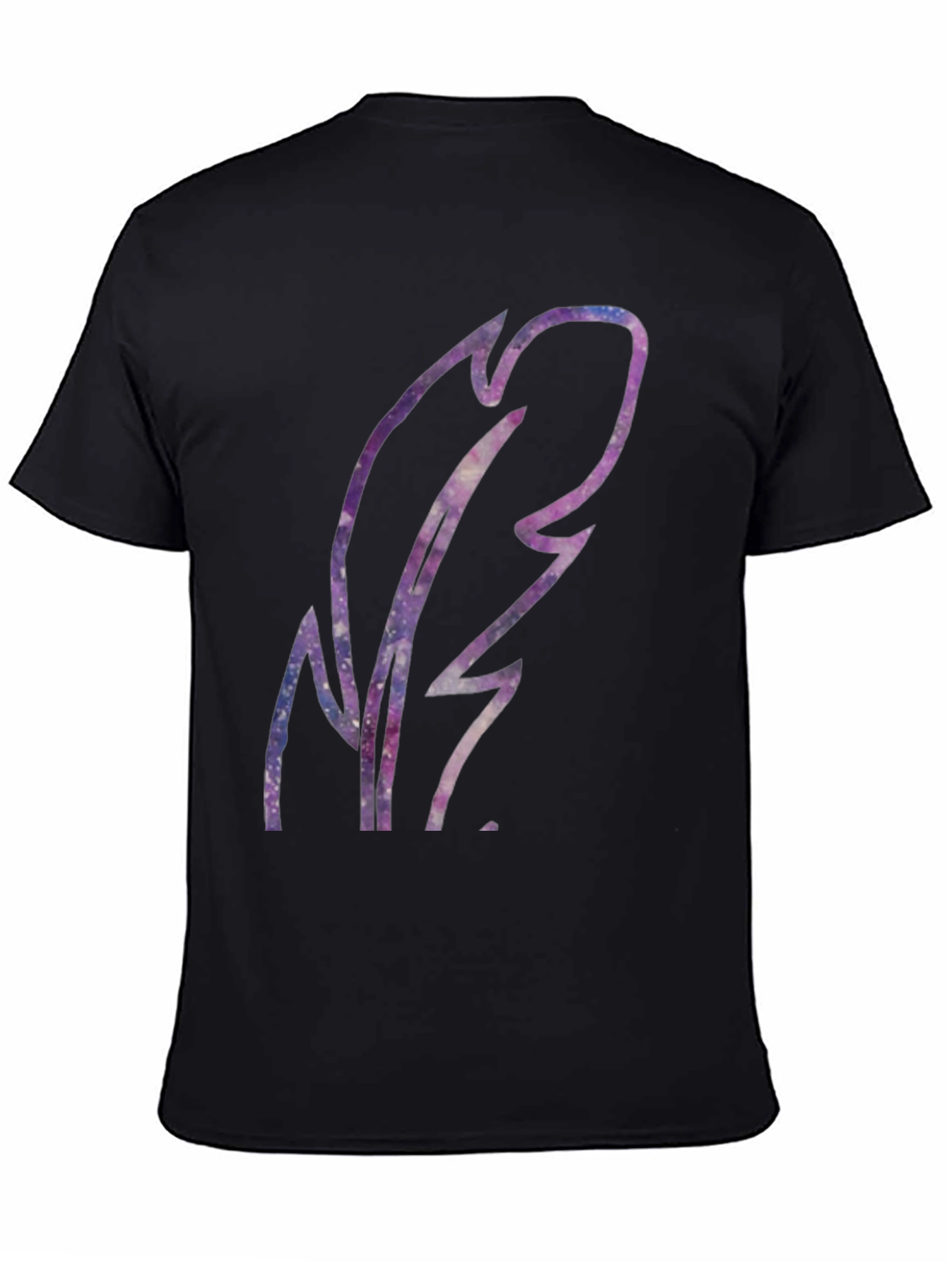 Galaxy Feather Graphic Black T-Shirt
