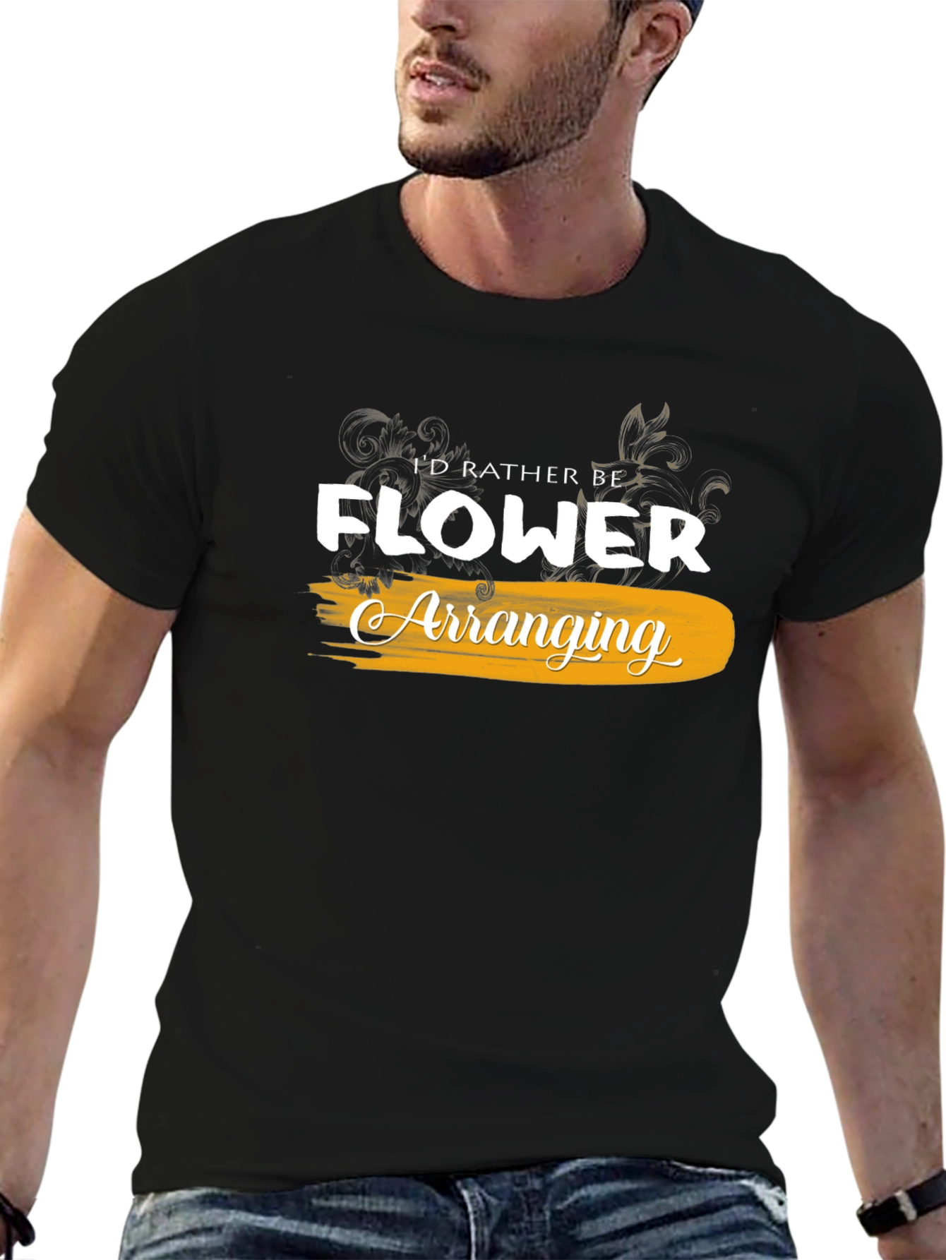 Id Rather Be Flower Arranging Black T-Shirt