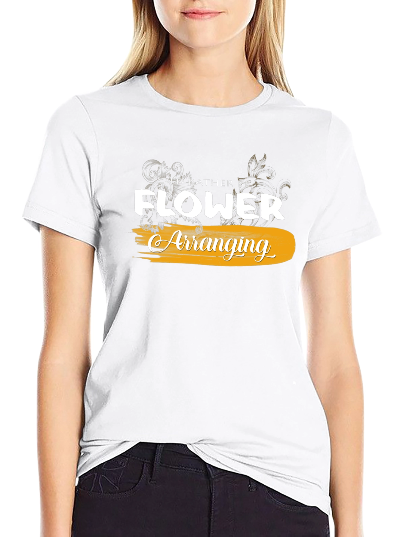 Id Rather Be Flower Arranging Black T-Shirt