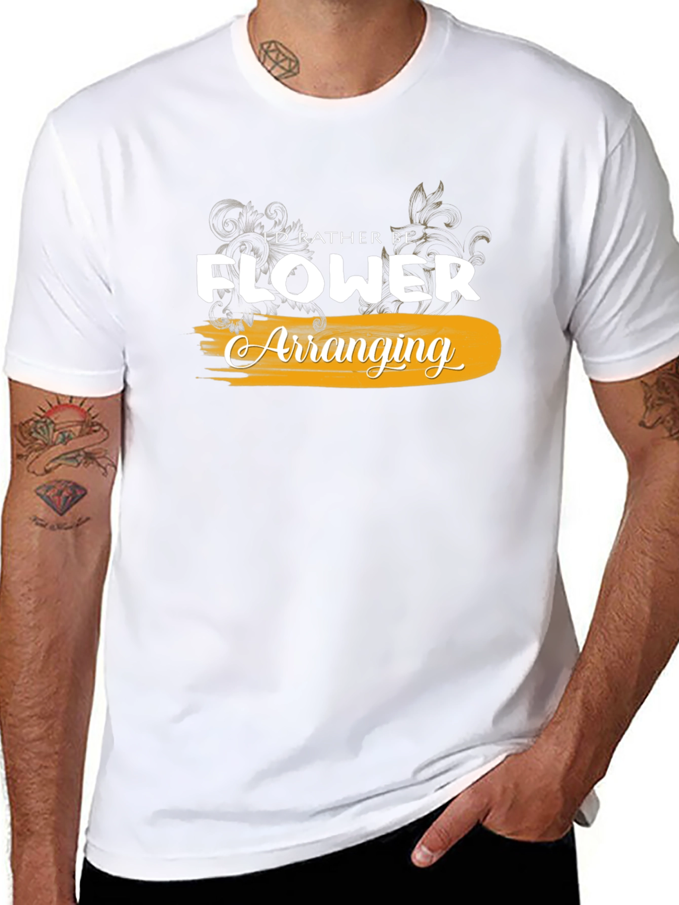 Id Rather Be Flower Arranging Black T-Shirt