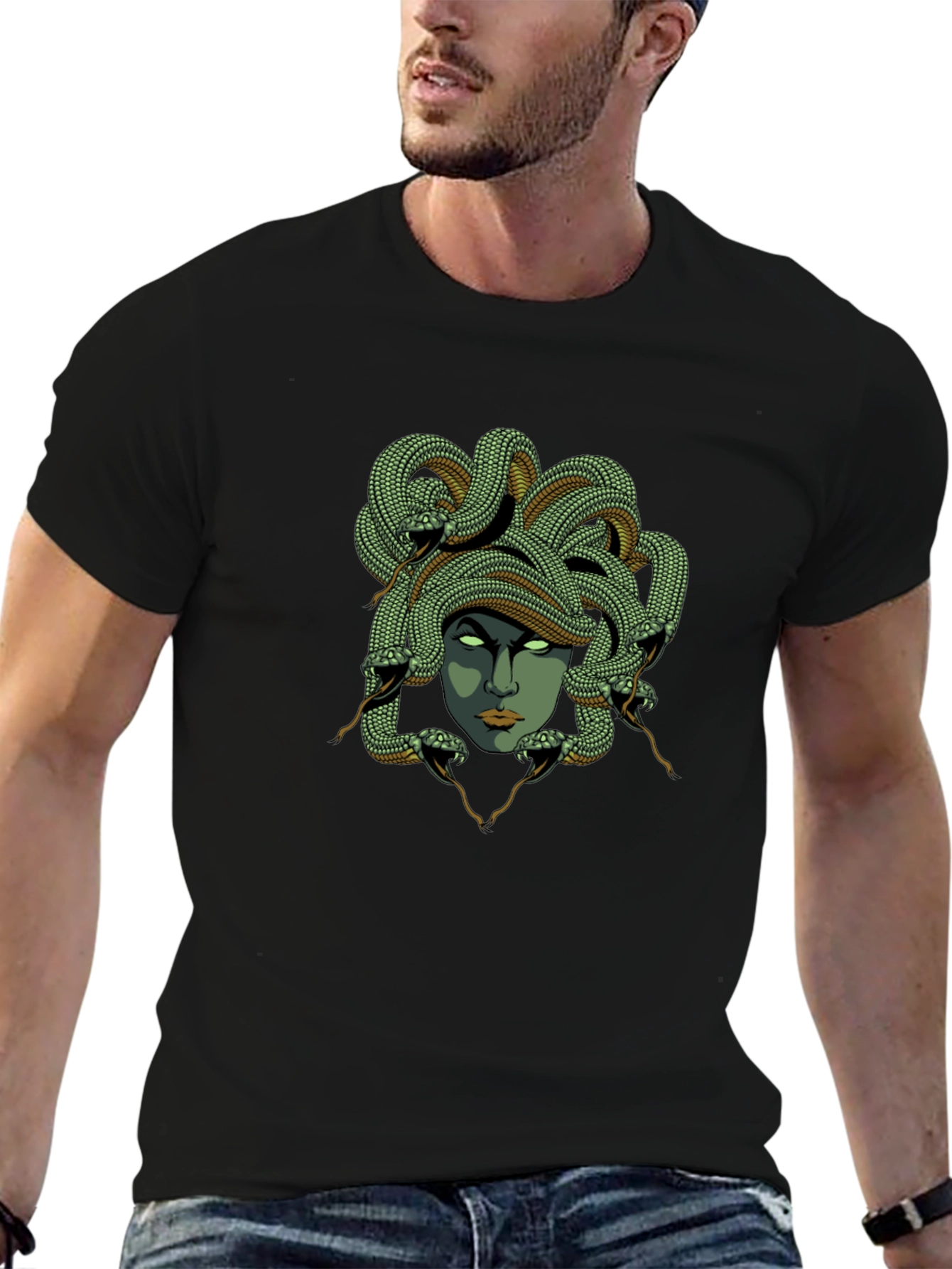 Medusa Graphic Tee - Black Cotton T-Shirt