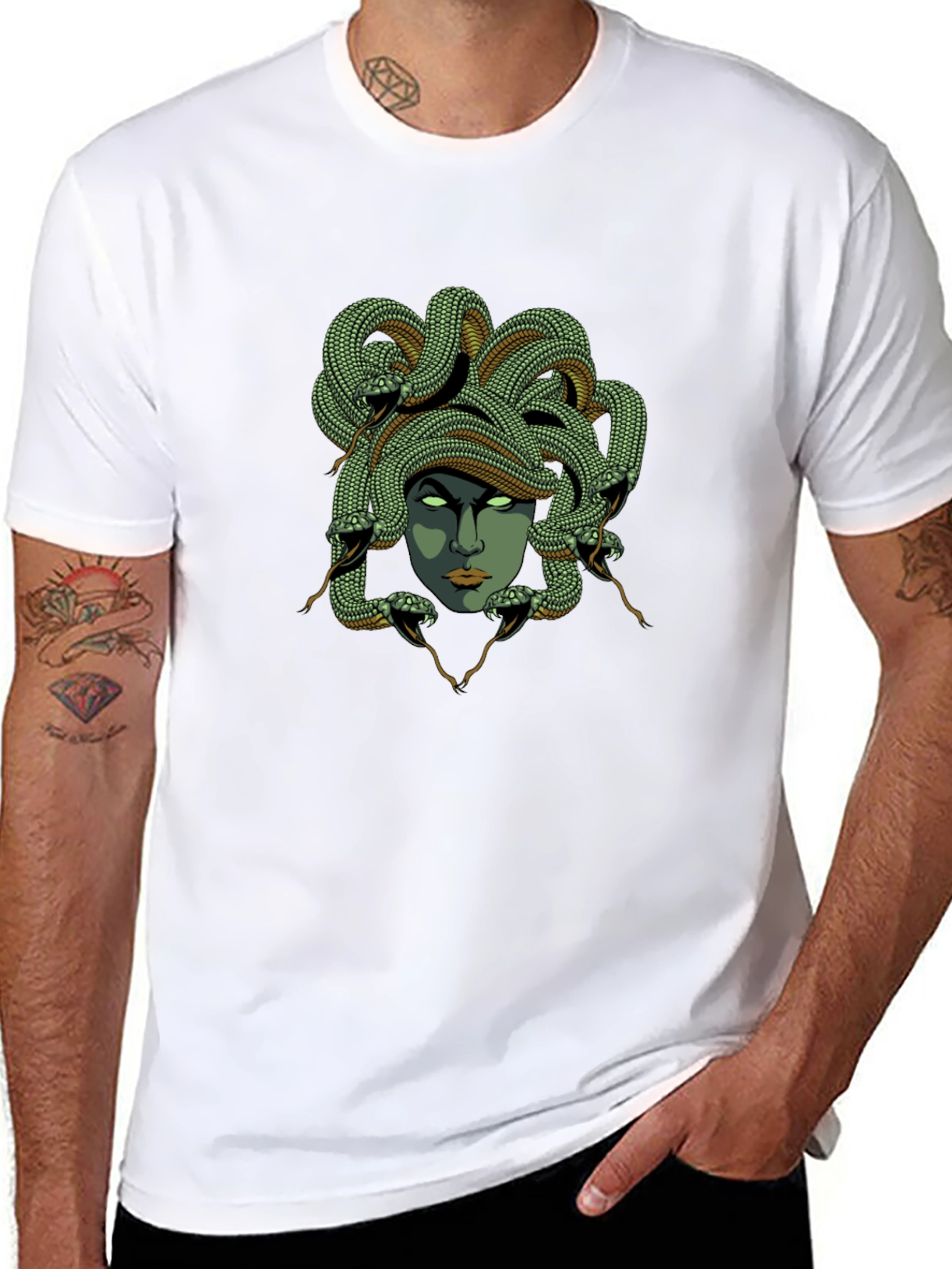 Medusa Graphic Tee - Black Cotton T-Shirt