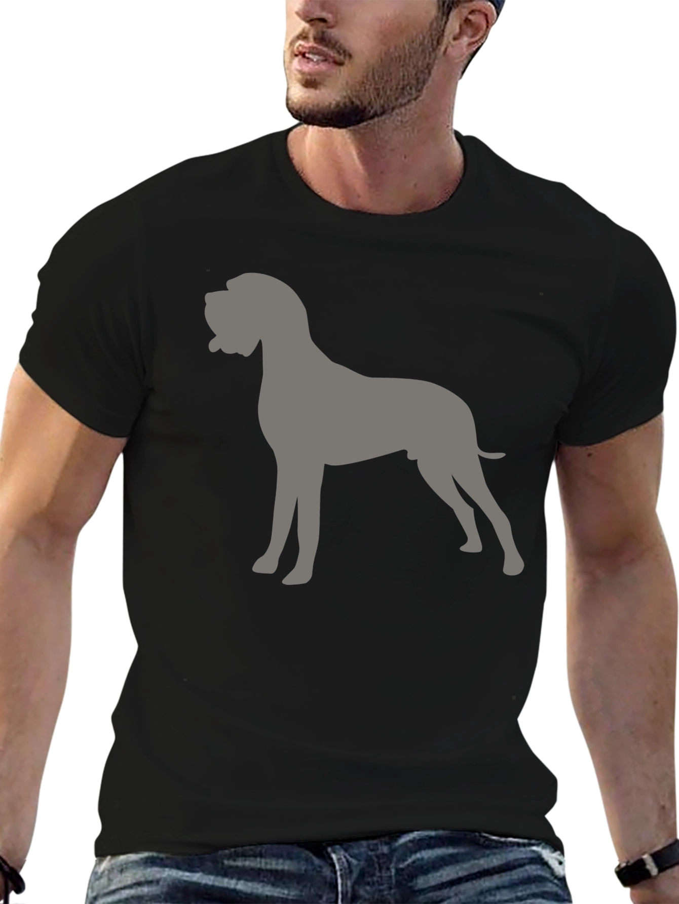 Dog Silhouette Graphic Tee - Mens Casual Shirt