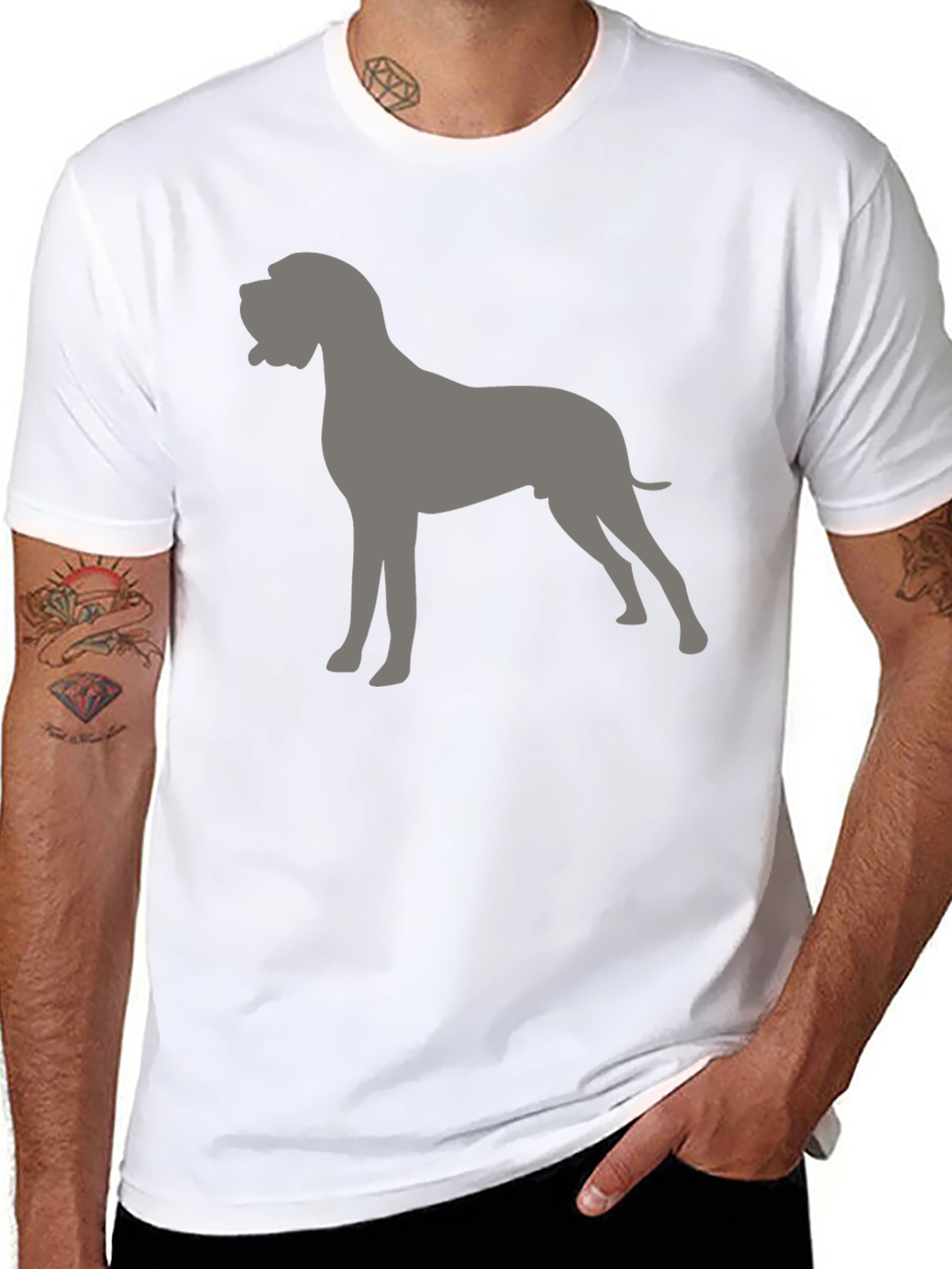 Dog Silhouette Graphic Tee - Mens Casual Shirt