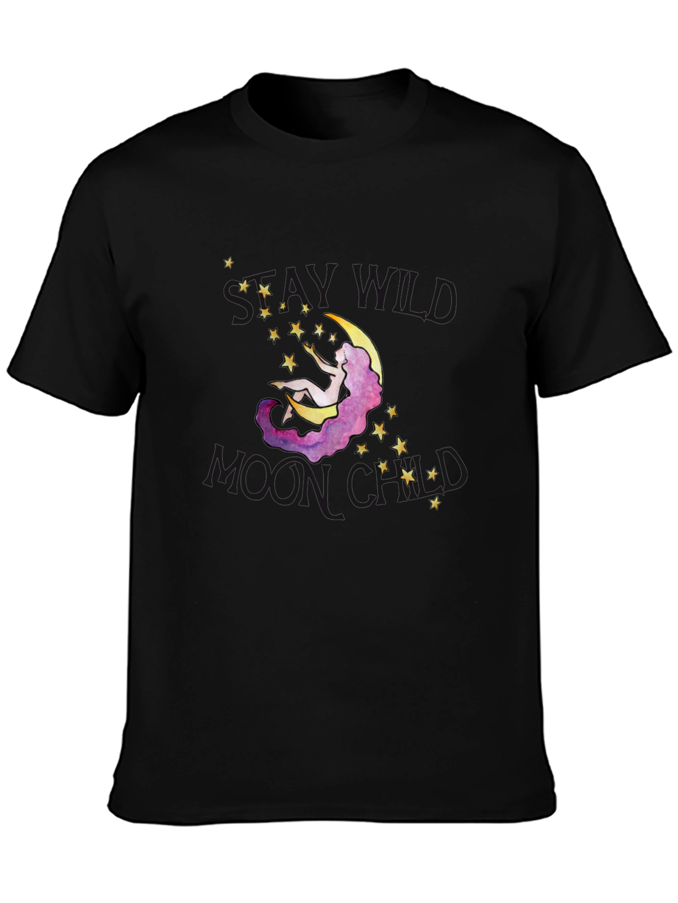 Wild Moon Child Black Graphic T-Shirt