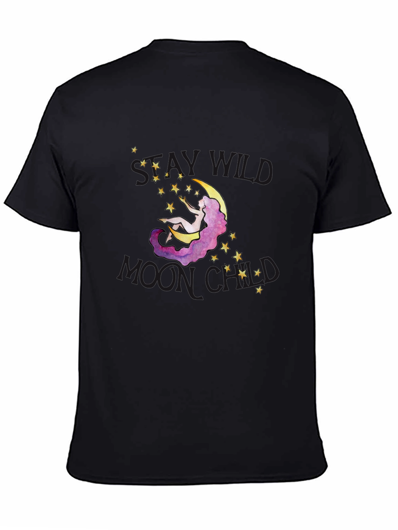 Wild Moon Child Black Graphic T-Shirt