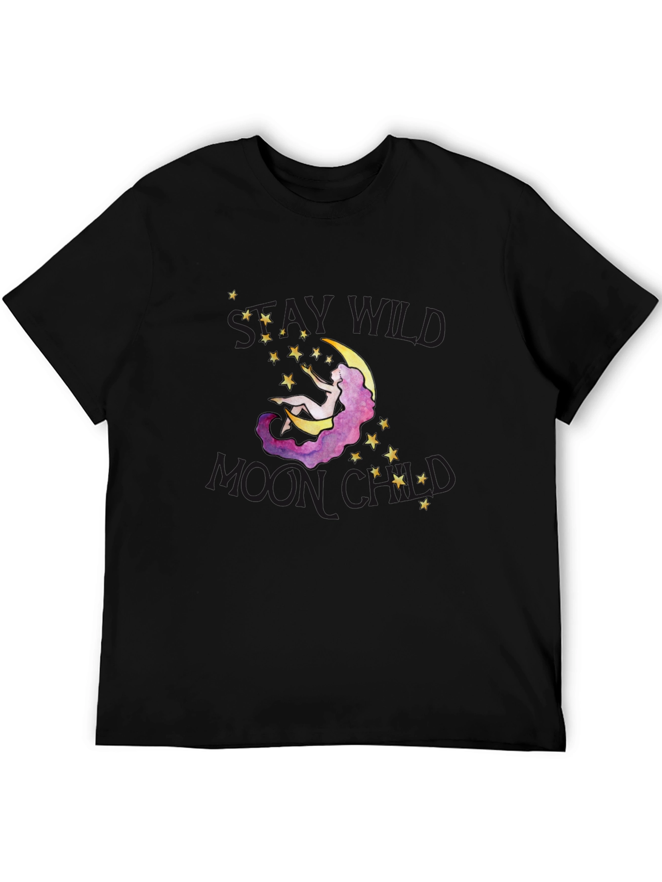 Wild Moon Child Black Graphic T-Shirt