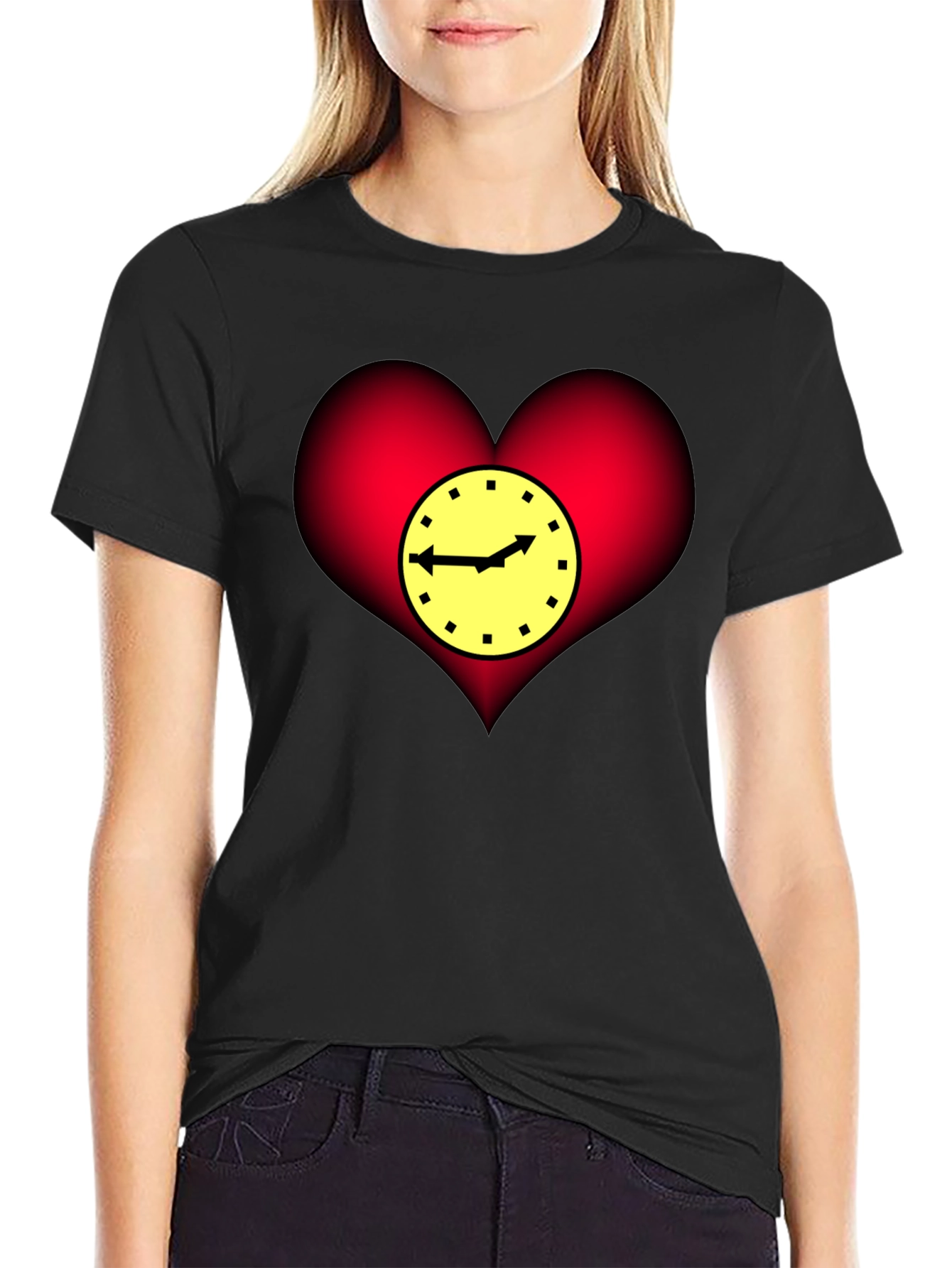 Heart Clock Graphic T-Shirt - Stylish & Unique Design
