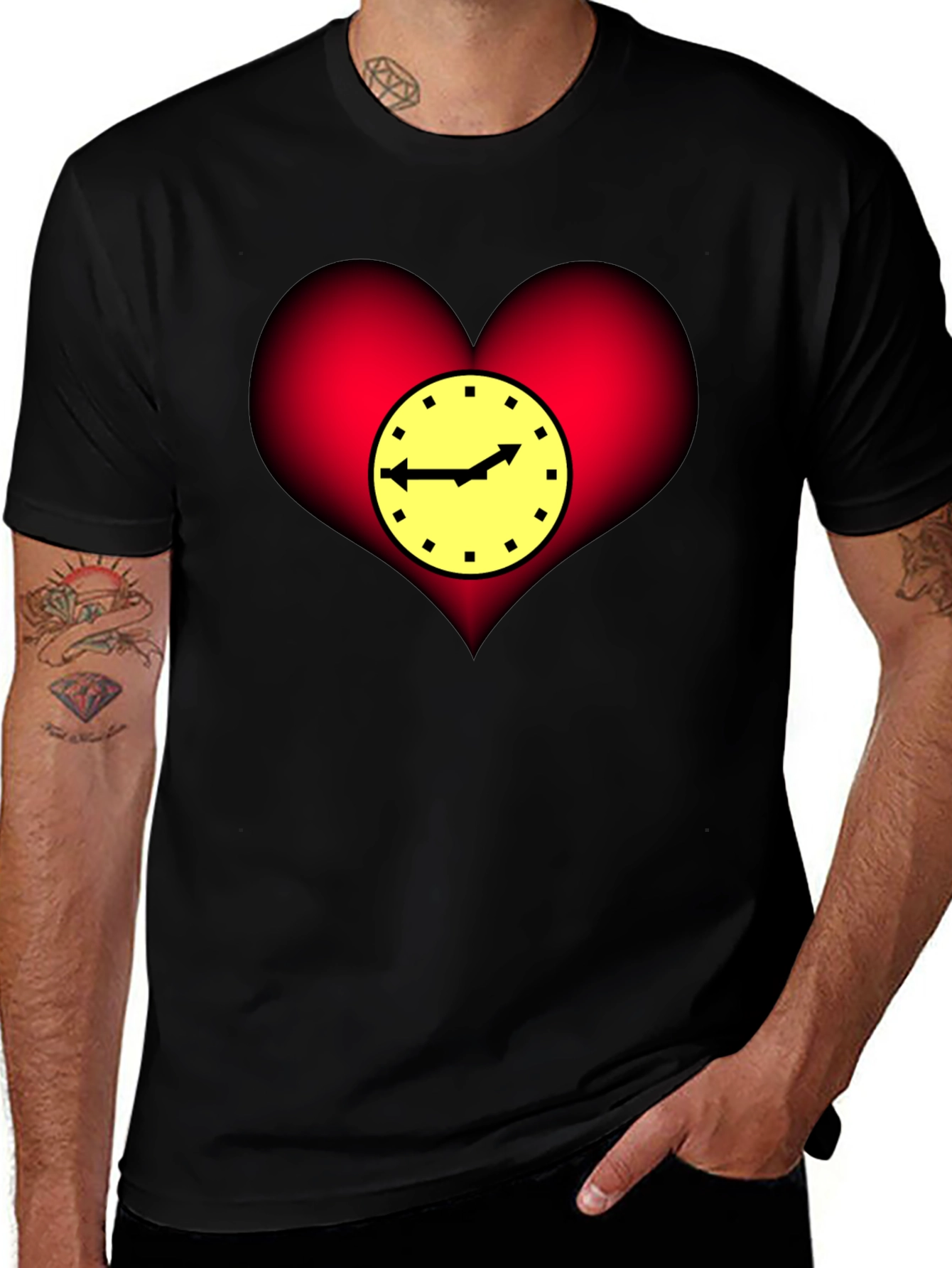 Heart Clock Graphic T-Shirt - Stylish & Unique Design