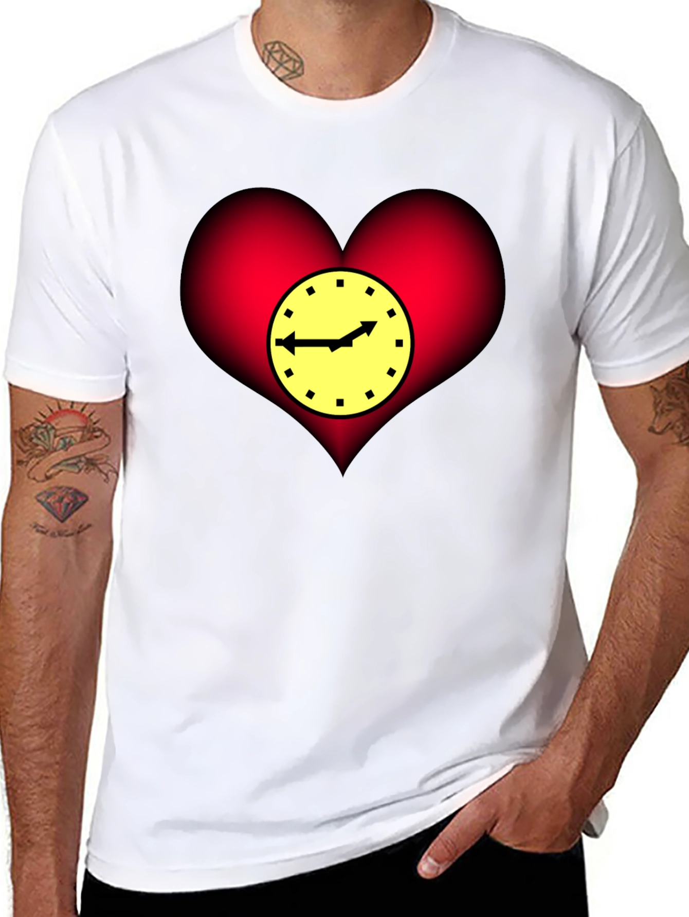 Heart Clock Graphic T-Shirt - Stylish & Unique Design