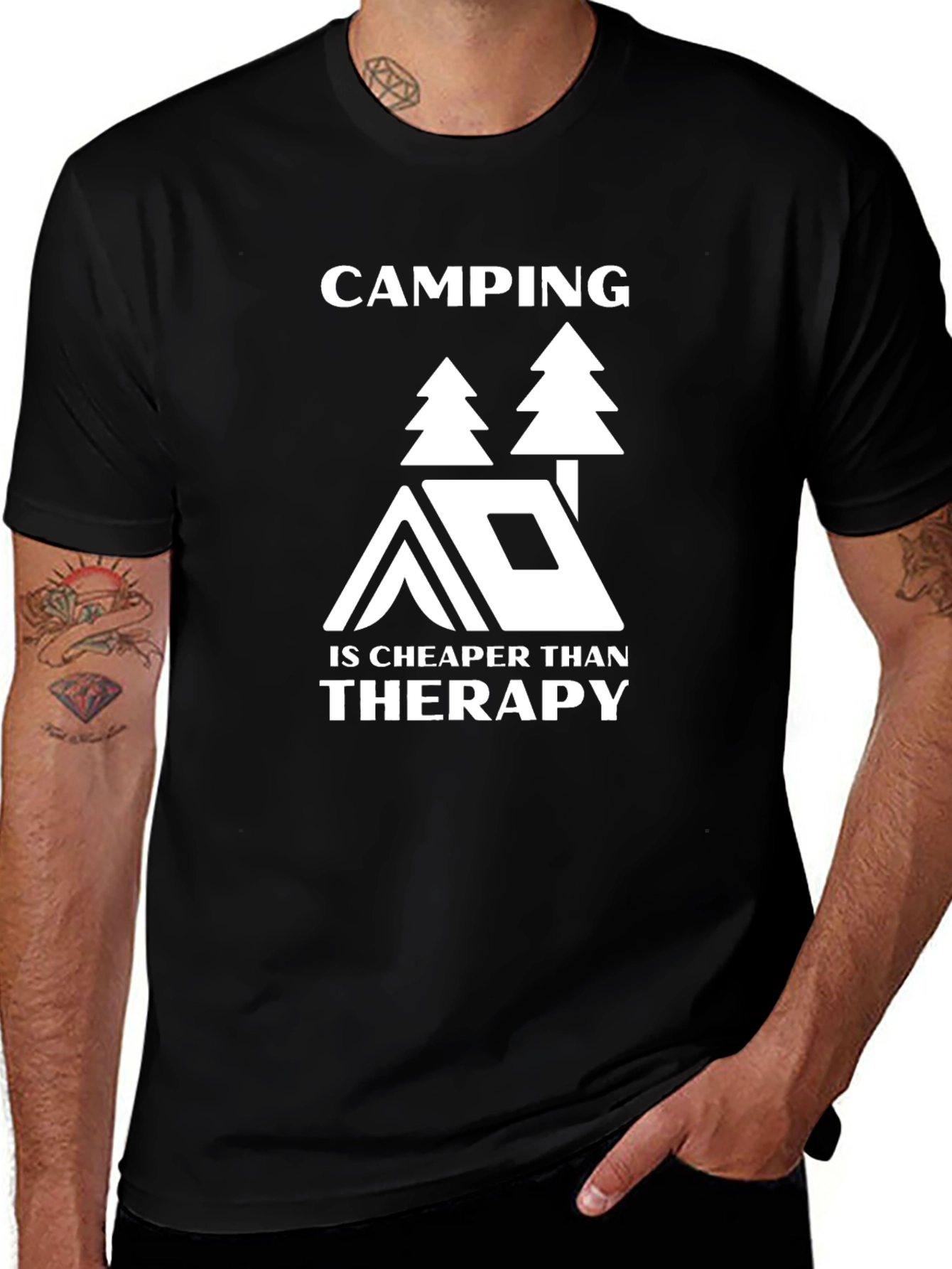 Camping is Cheaper Than Therapy Graphic Tee