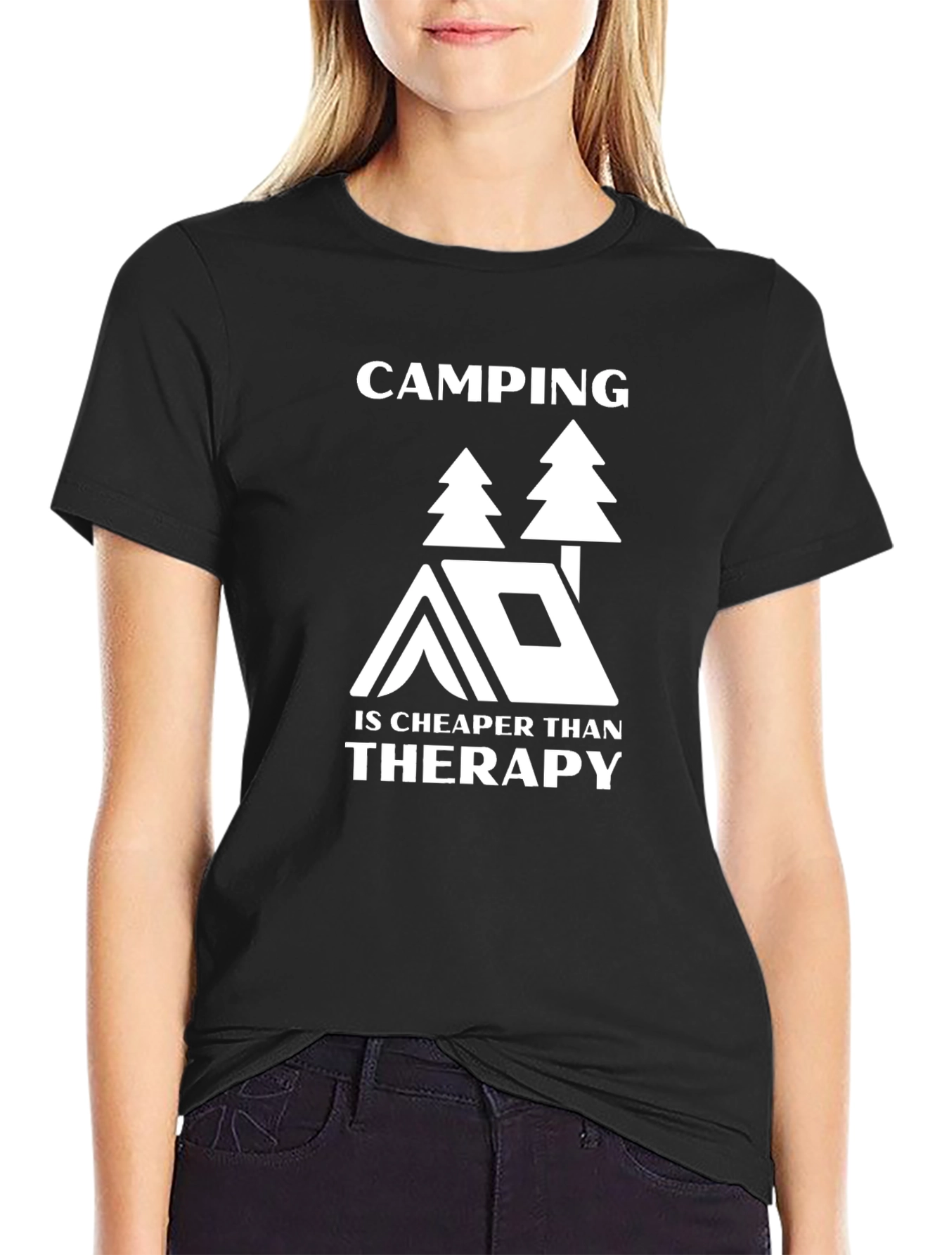 Camping is Cheaper Than Therapy Graphic Tee