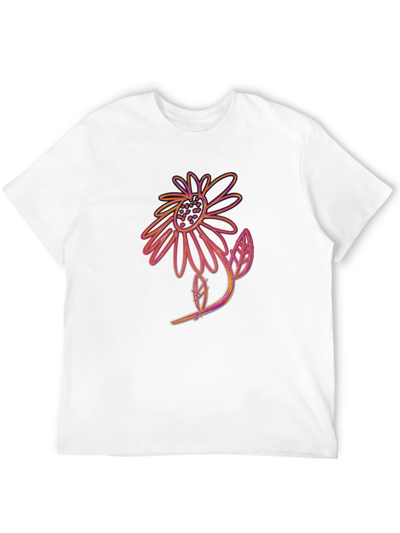 Black T-Shirt with Artistic Flower Print