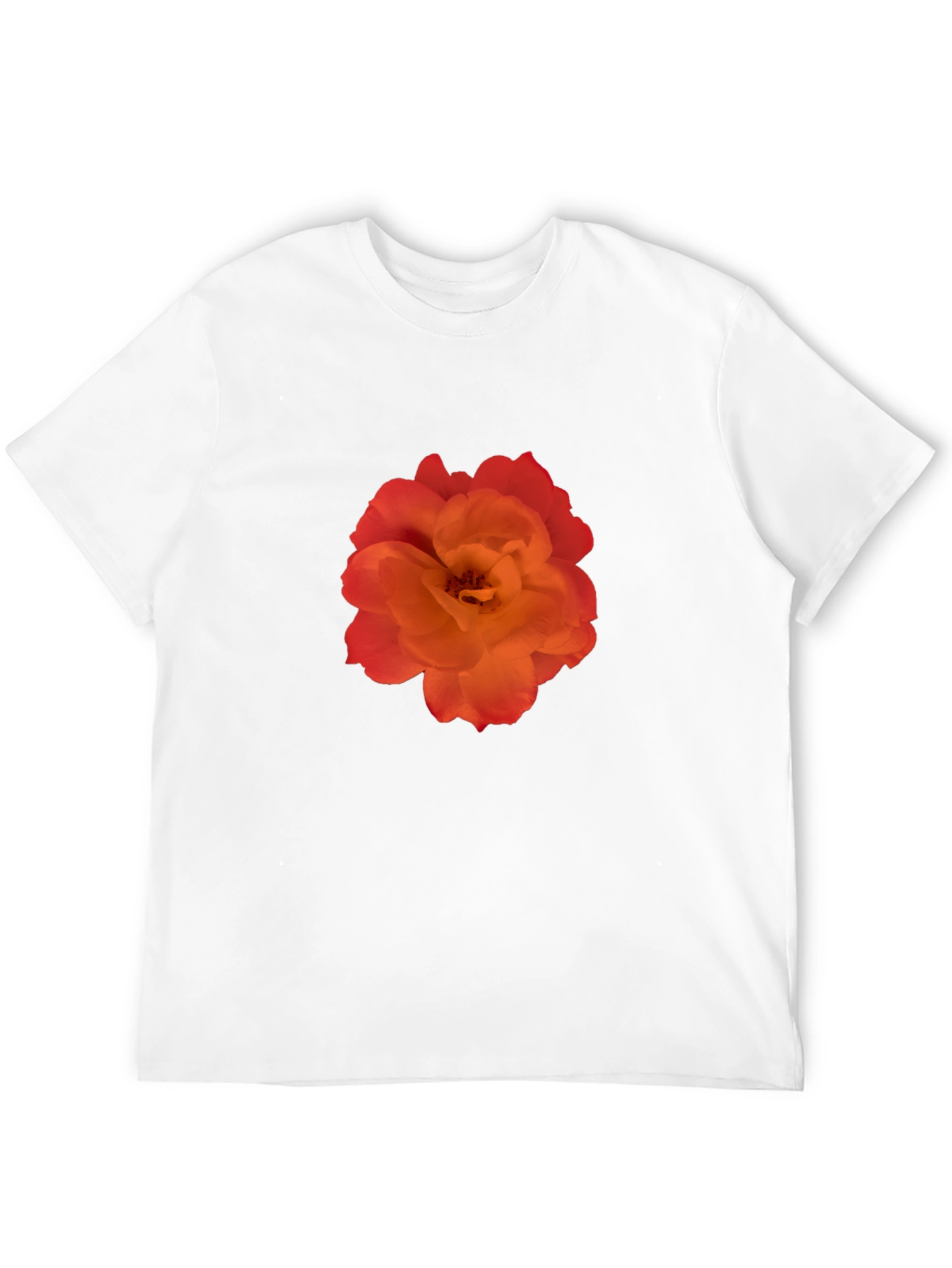 Orange Rose Graphic Black T-Shirt