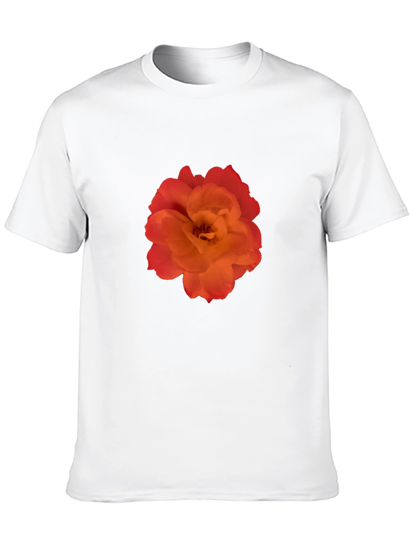 Orange Rose Graphic Black T-Shirt
