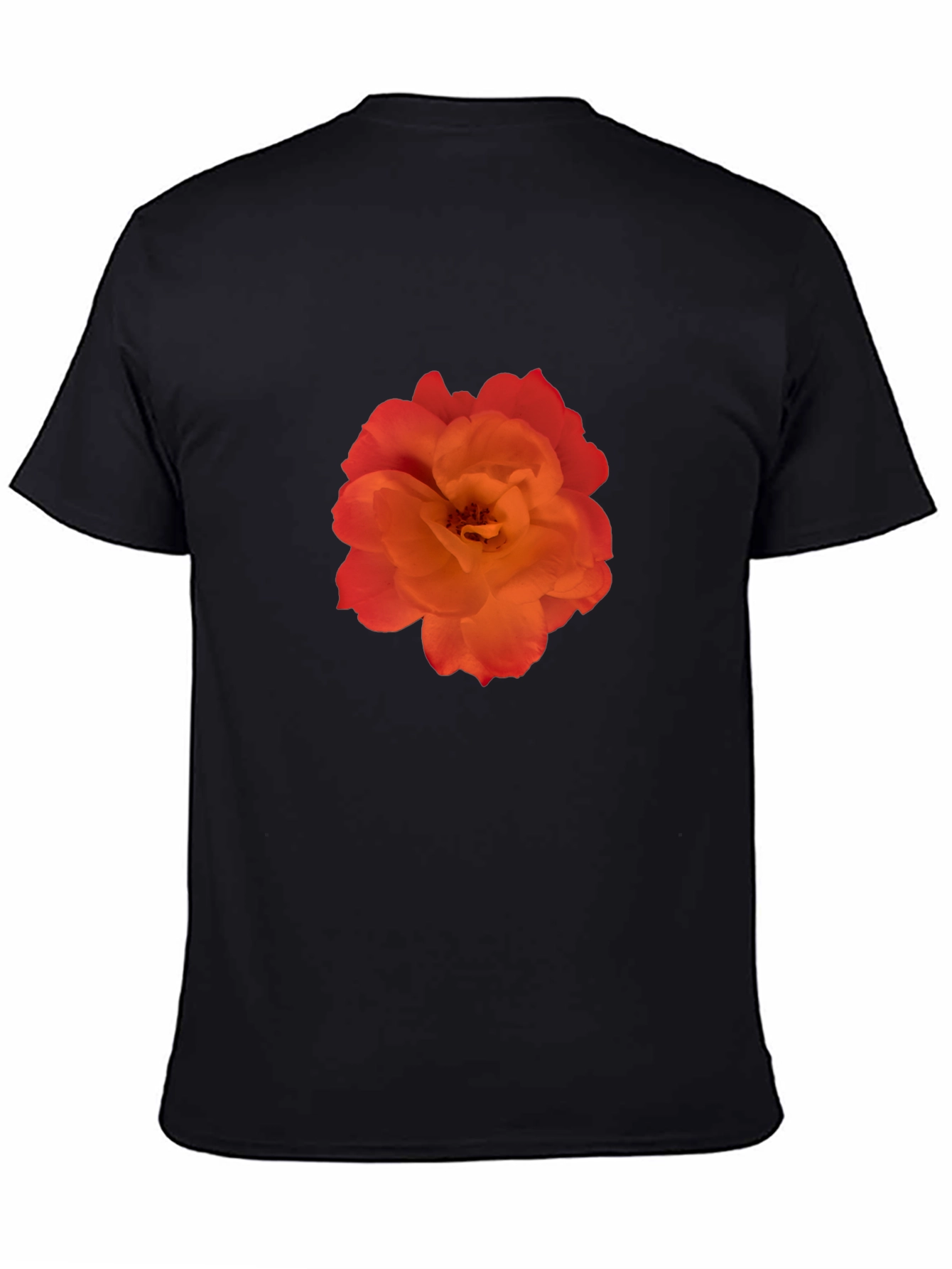 Orange Rose Graphic Black T-Shirt