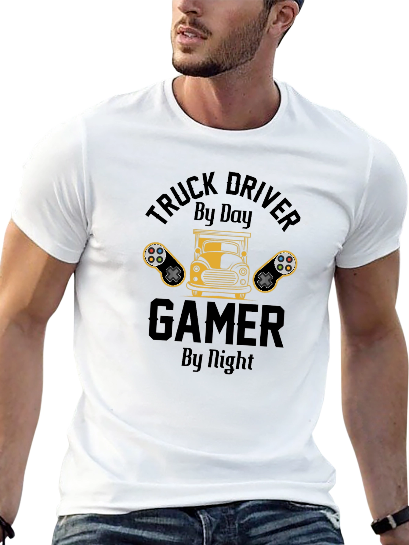 Truck Driver Gamer T-Shirt - Black