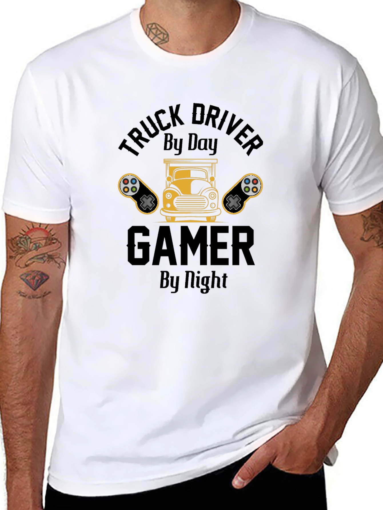 Truck Driver Gamer T-Shirt - Black