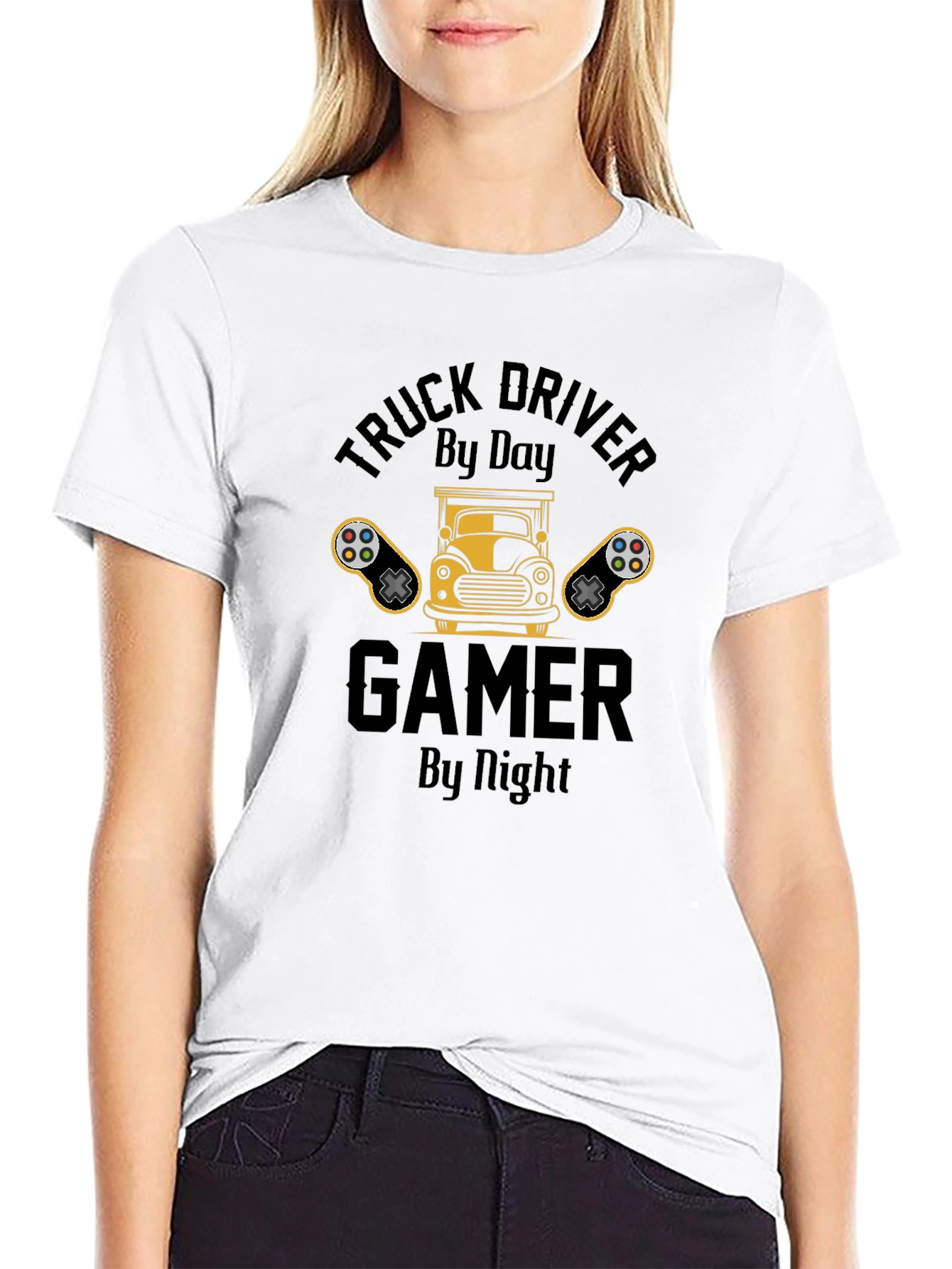 Truck Driver Gamer T-Shirt - Black