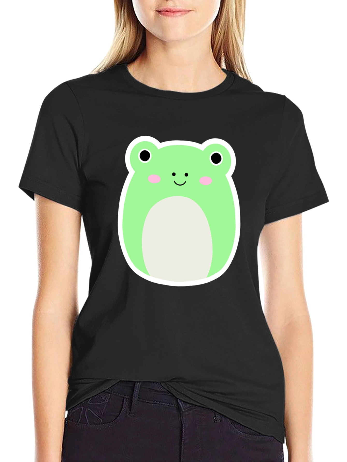 Cute Frog Graphic Tee - Soft Black T-Shirt