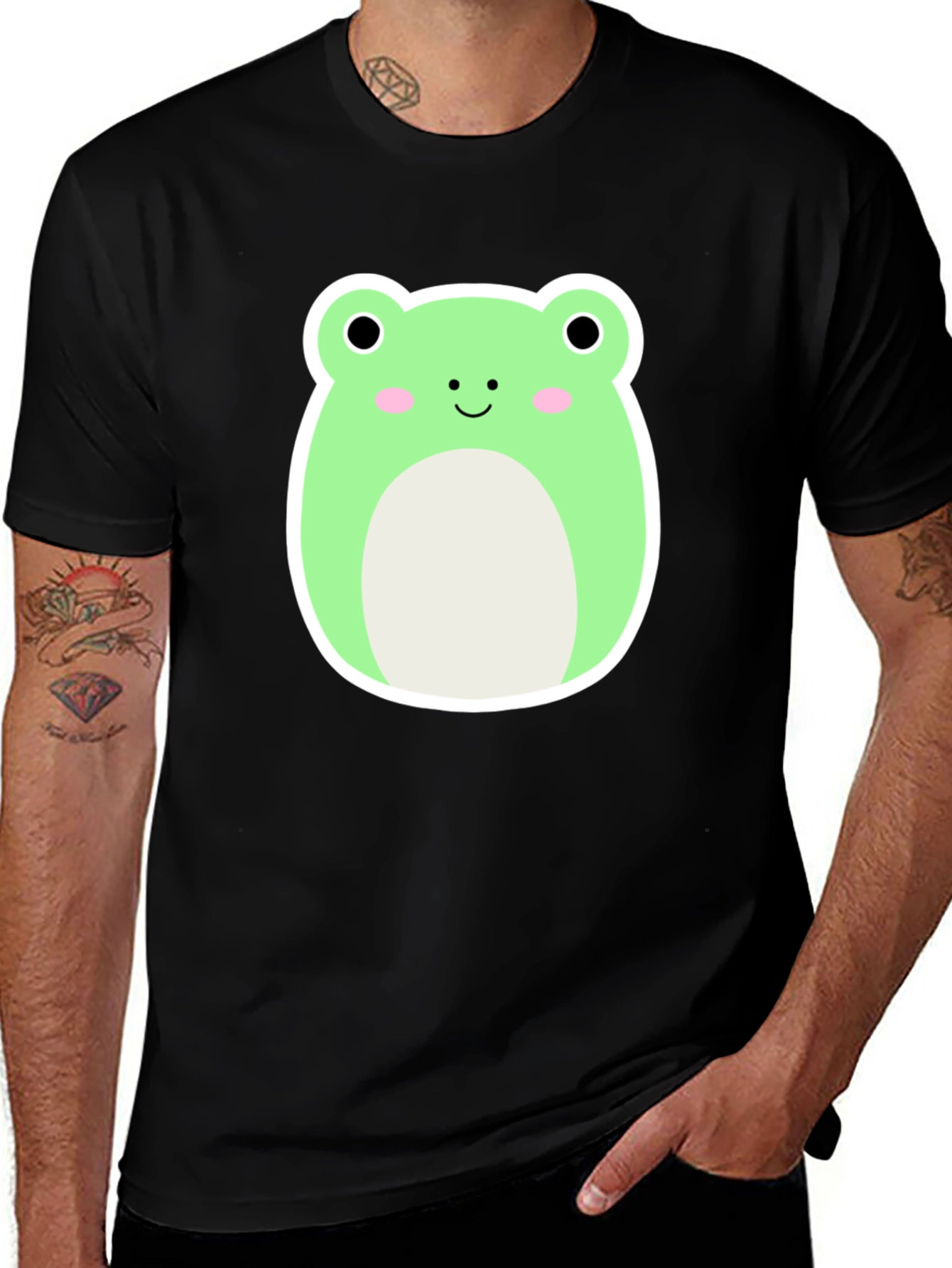 Cute Frog Graphic Tee - Soft Black T-Shirt