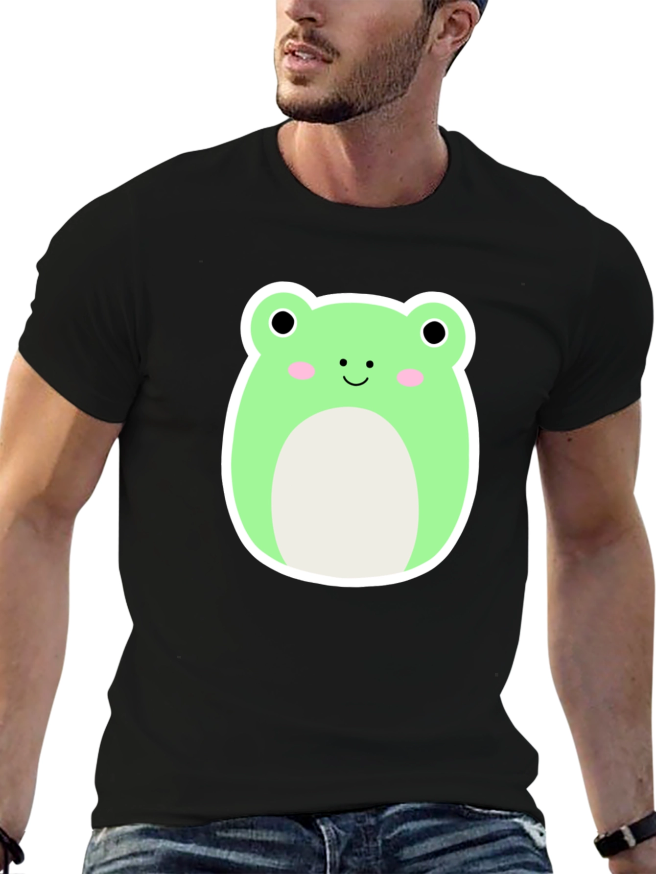 Cute Frog Graphic Tee - Soft Black T-Shirt