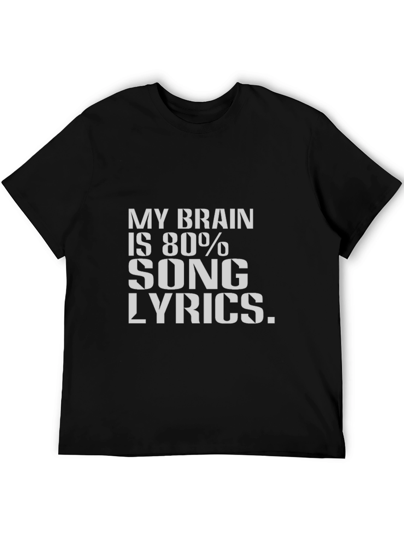Song Lyrics Brain T-Shirt - Black Cotton Tee