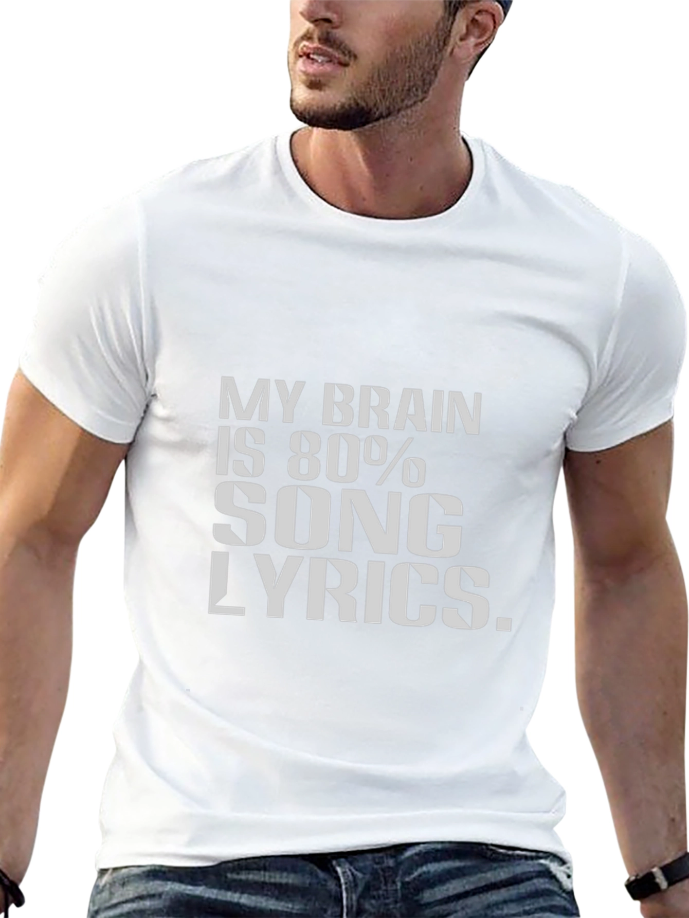 Song Lyrics Brain T-Shirt - Black Cotton Tee