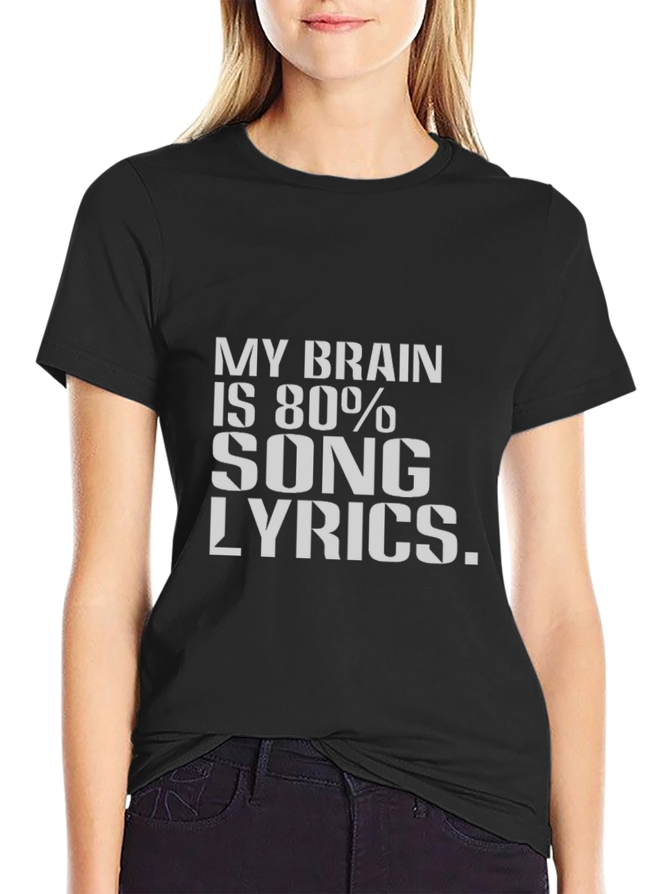 Song Lyrics Brain T-Shirt - Black Cotton Tee