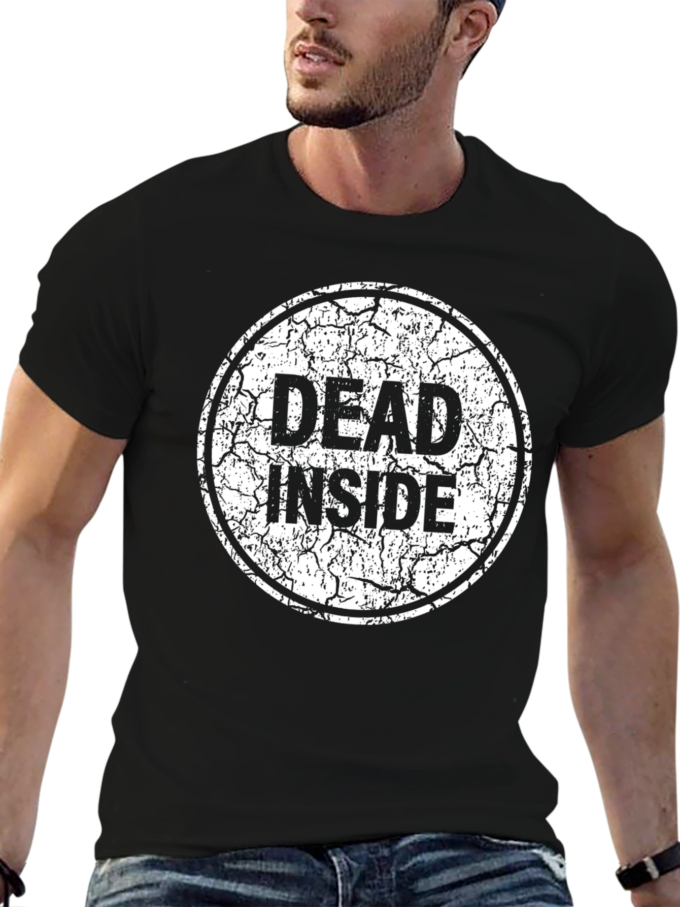 Dead Inside Graphic Print Black T-Shirt