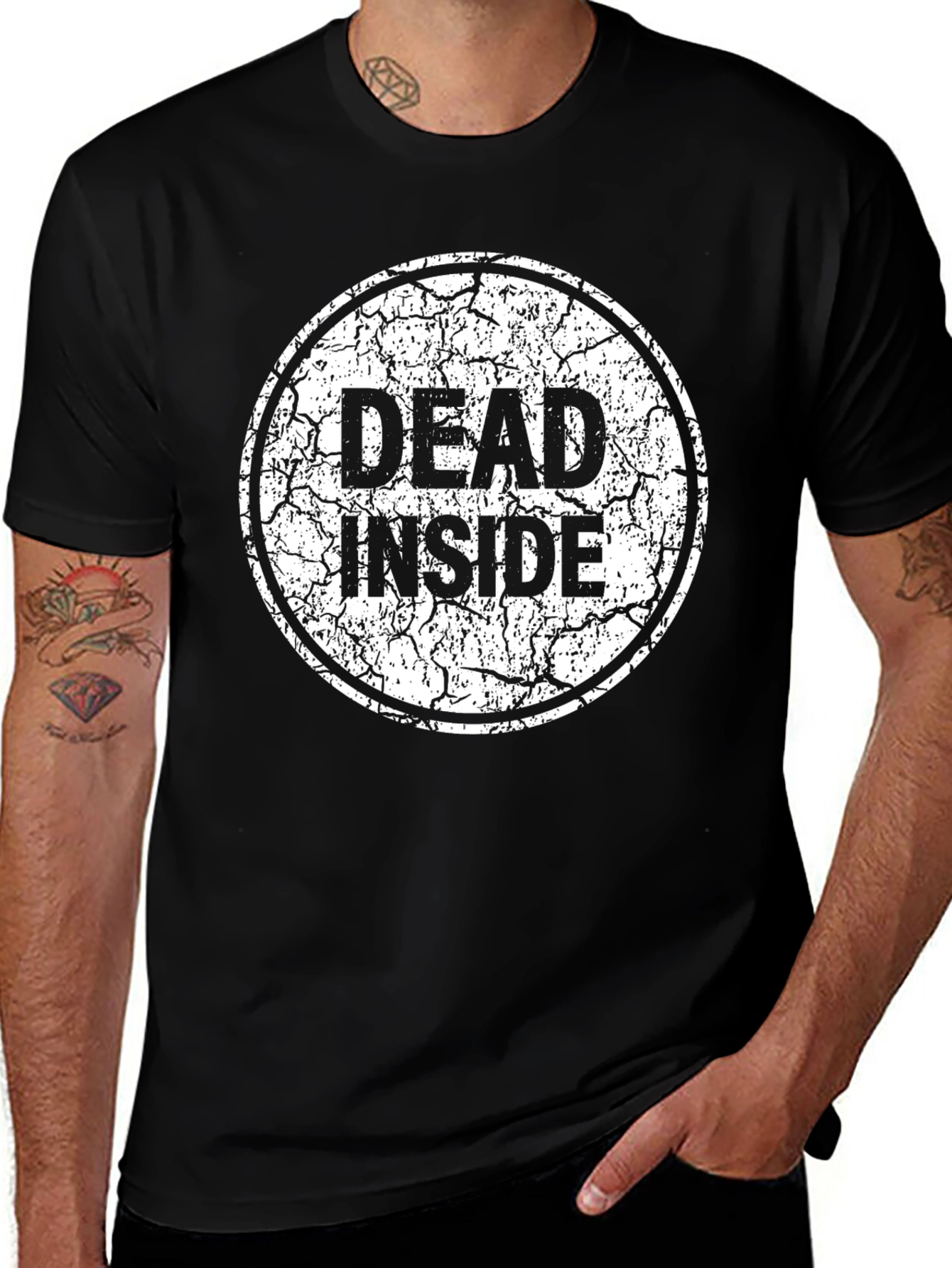 Dead Inside Graphic Print Black T-Shirt