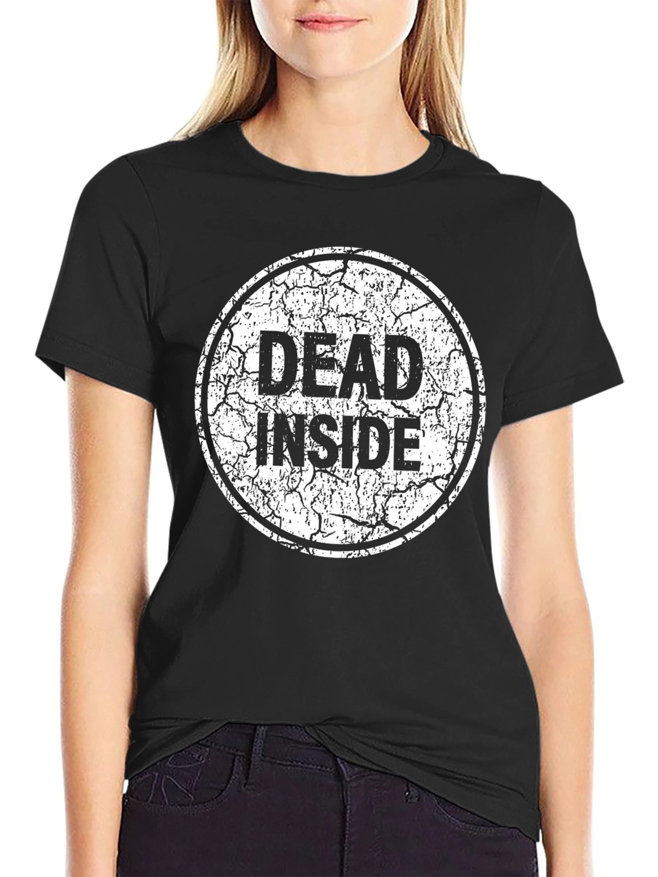 Dead Inside Graphic Print Black T-Shirt