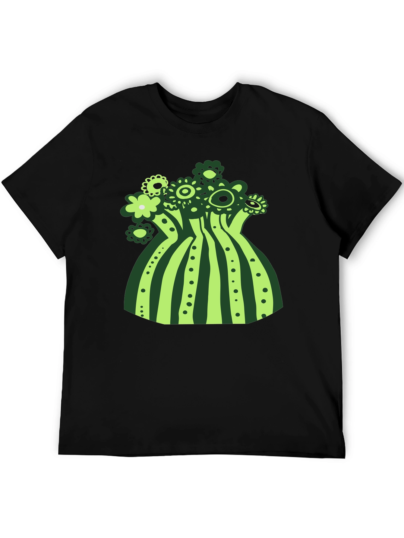 Funky Floral Graphic Tee - Black Cotton T-Shirt