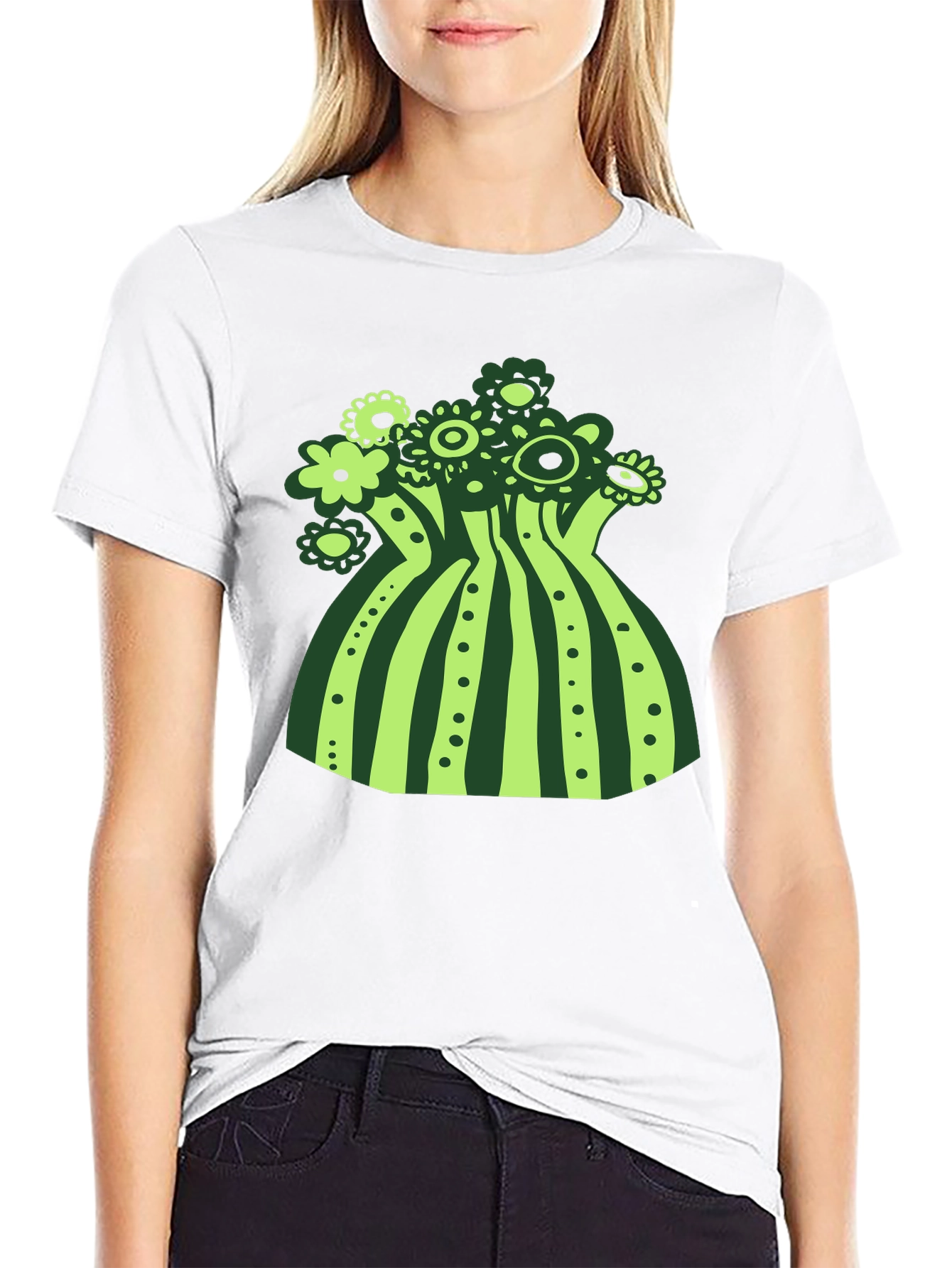 Funky Floral Graphic Tee - Black Cotton T-Shirt