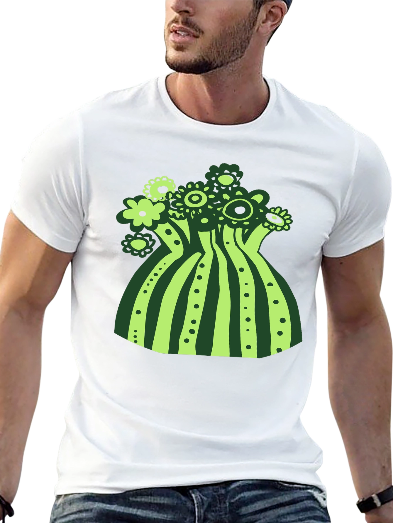 Funky Floral Graphic Tee - Black Cotton T-Shirt