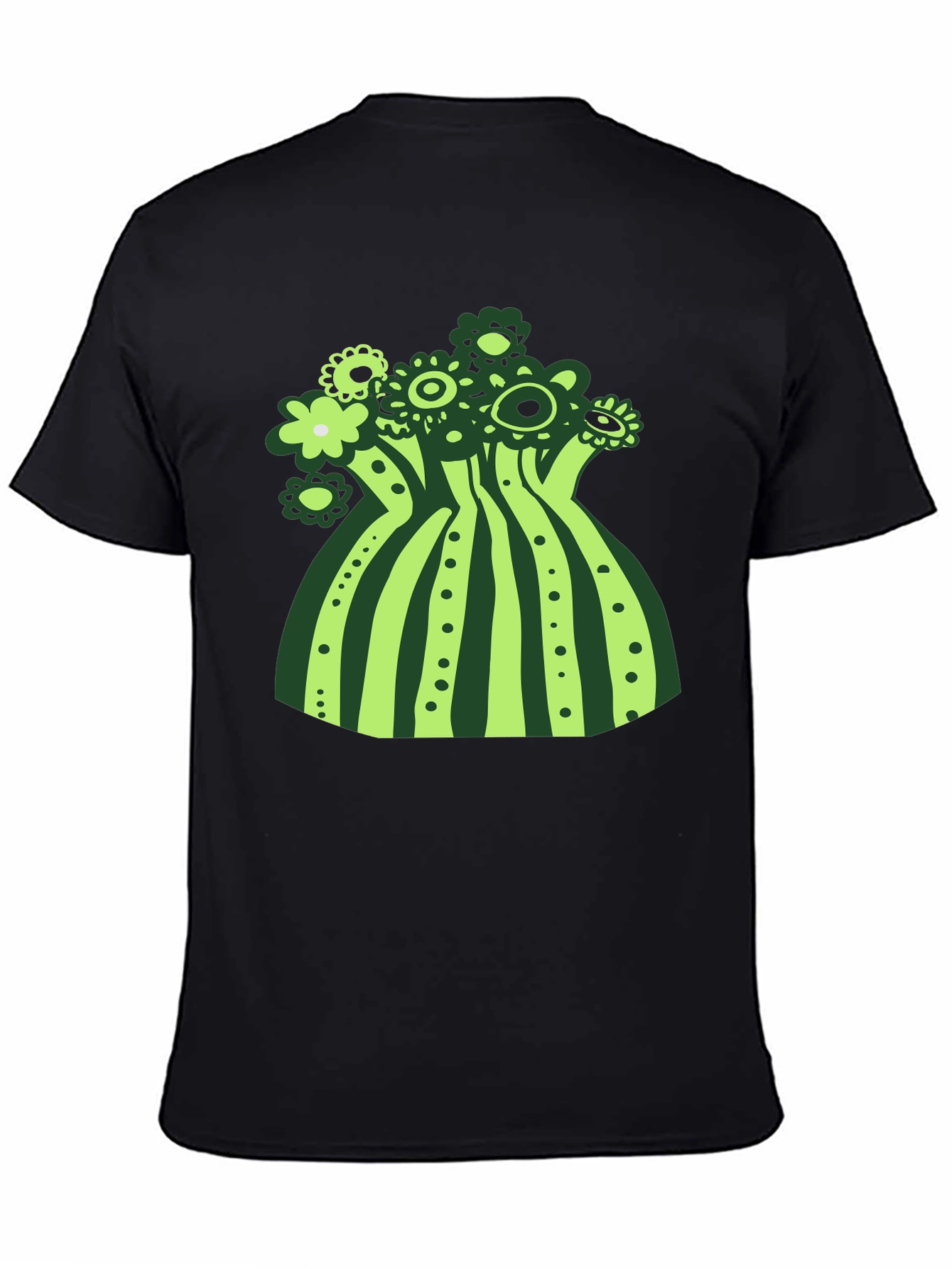 Funky Floral Graphic Tee - Black Cotton T-Shirt