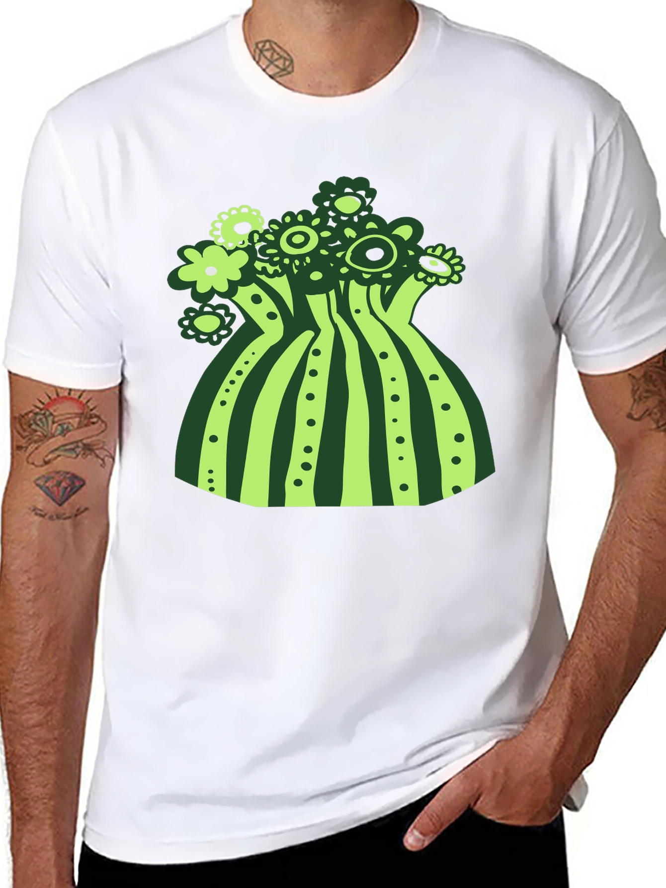 Funky Floral Graphic Tee - Black Cotton T-Shirt