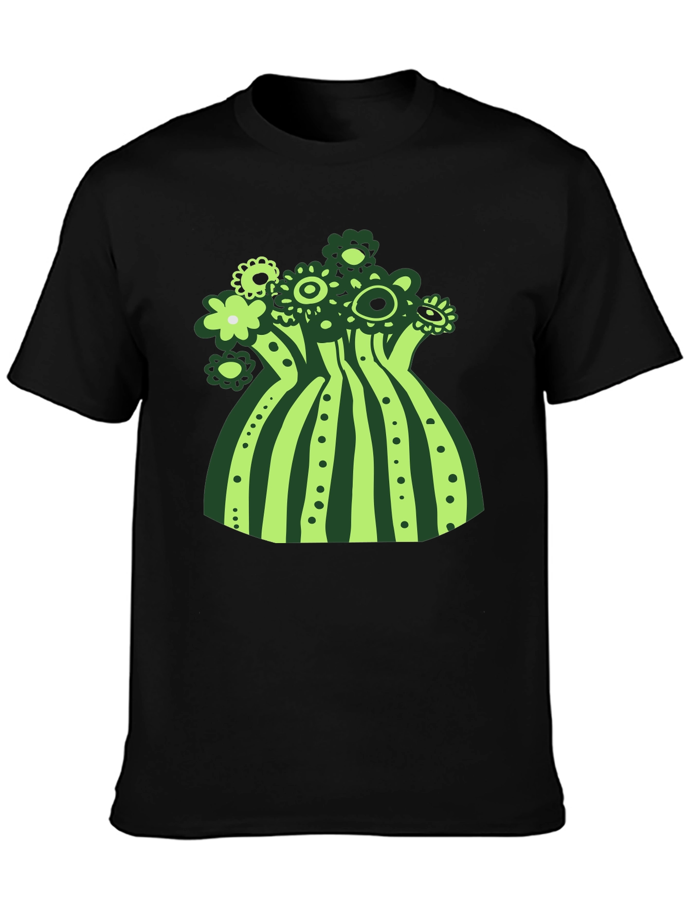 Funky Floral Graphic Tee - Black Cotton T-Shirt