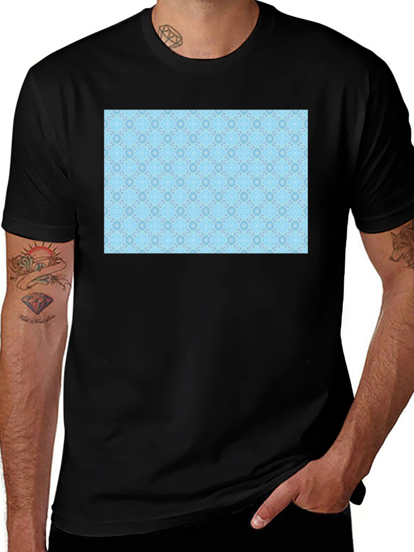 Patterned Light Blue Tee