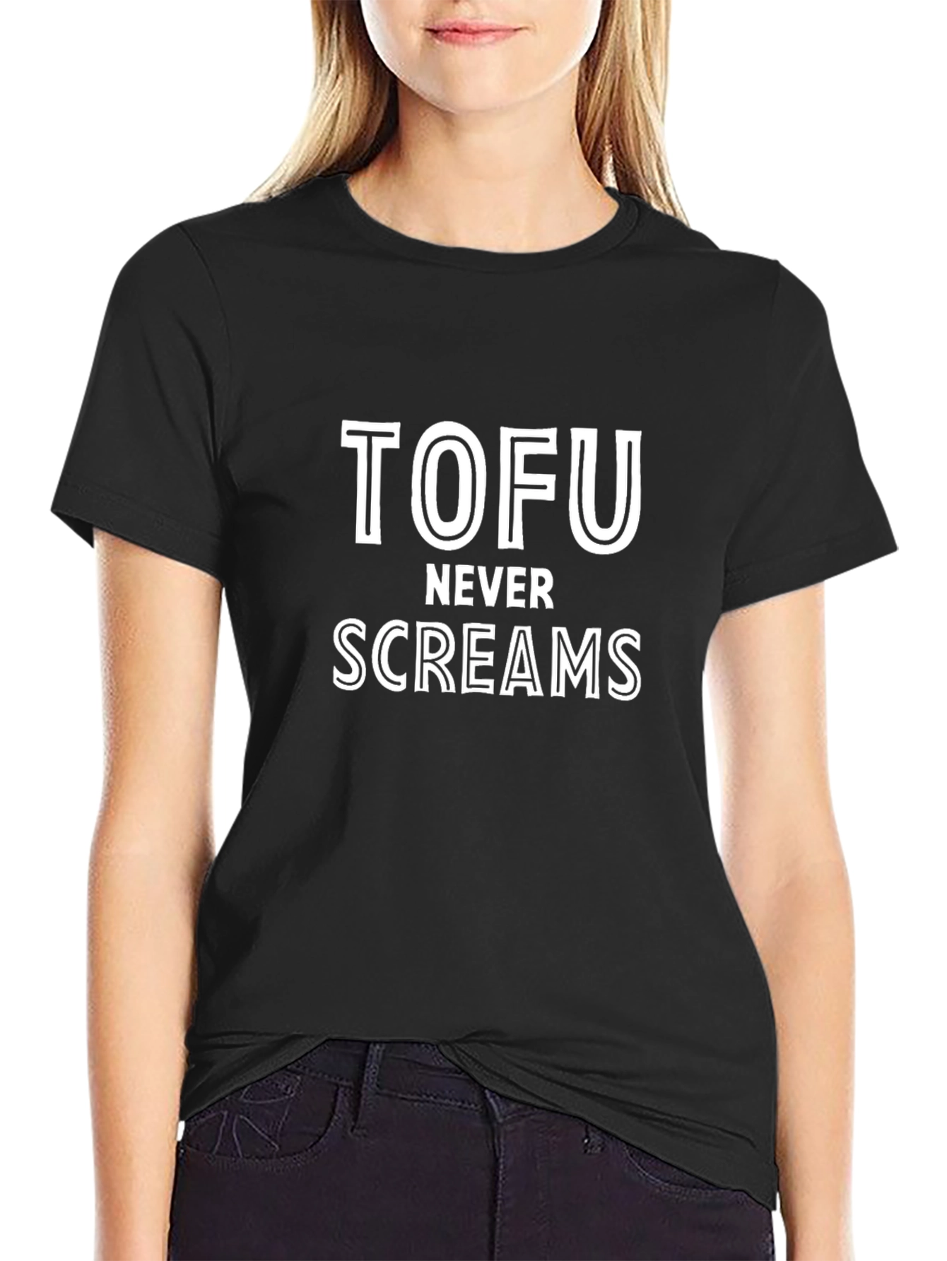 Tofu Never Screams Graphic Tee - Vegan Humor