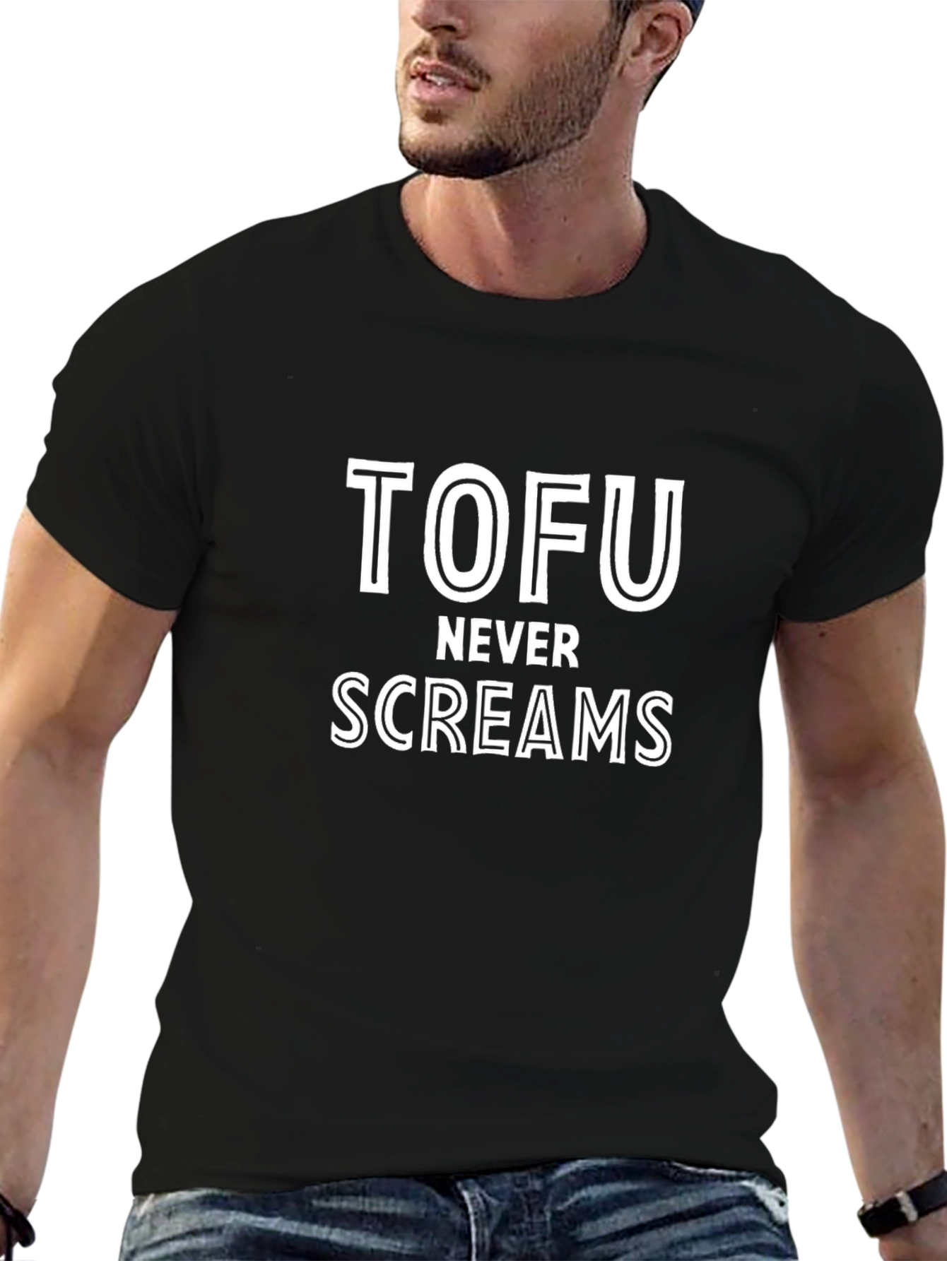Tofu Never Screams Graphic Tee - Vegan Humor