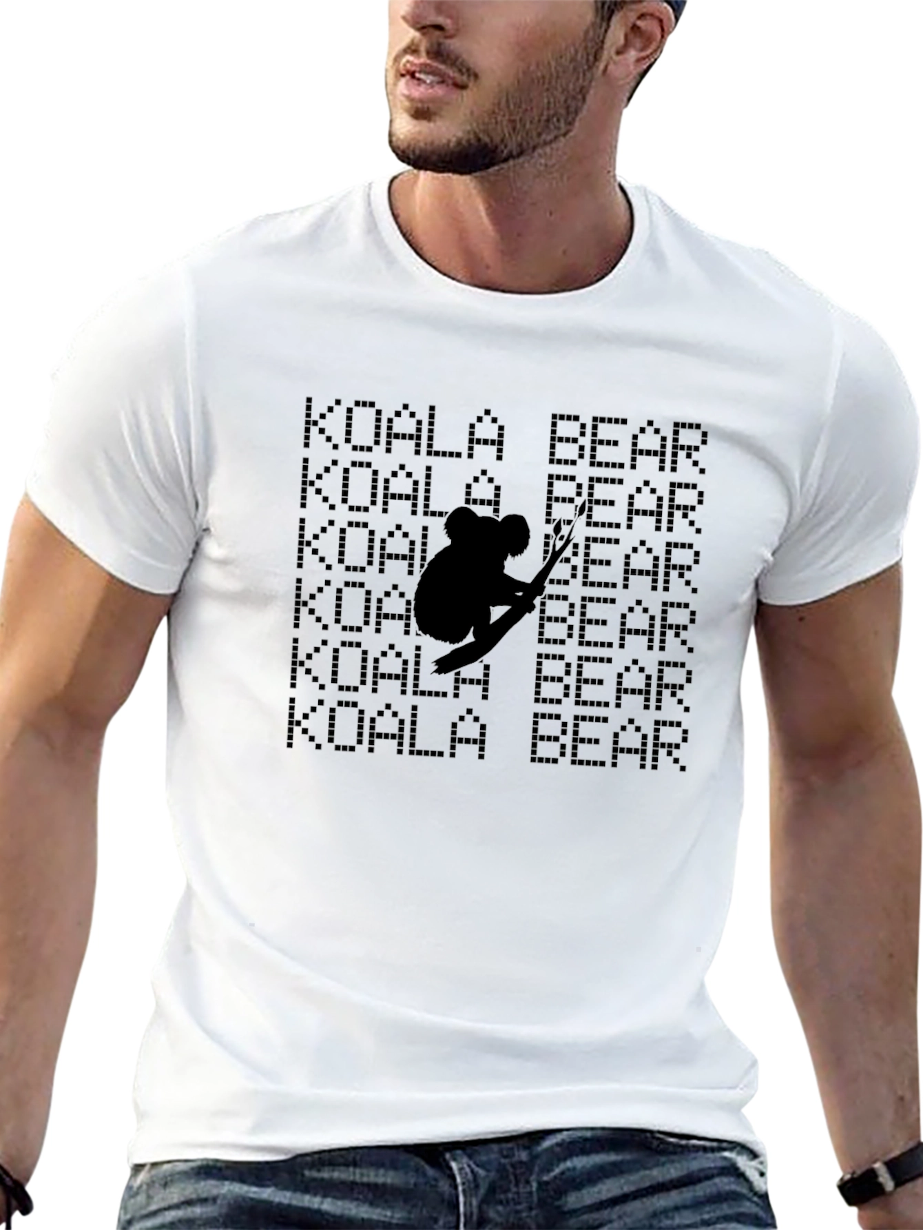 Koala Bear Graphic Print Black T-Shirt