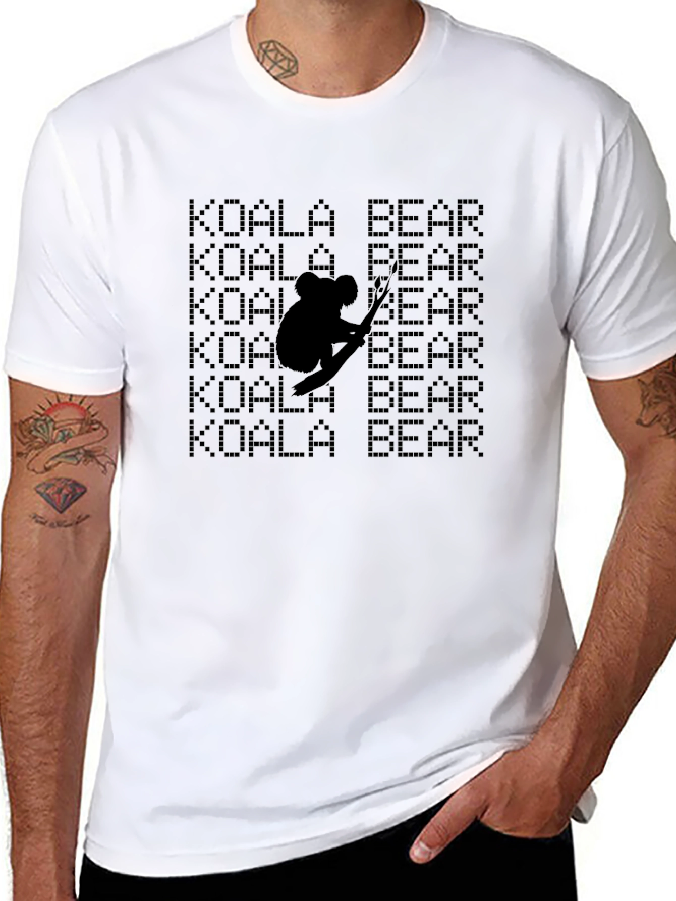 Koala Bear Graphic Print Black T-Shirt